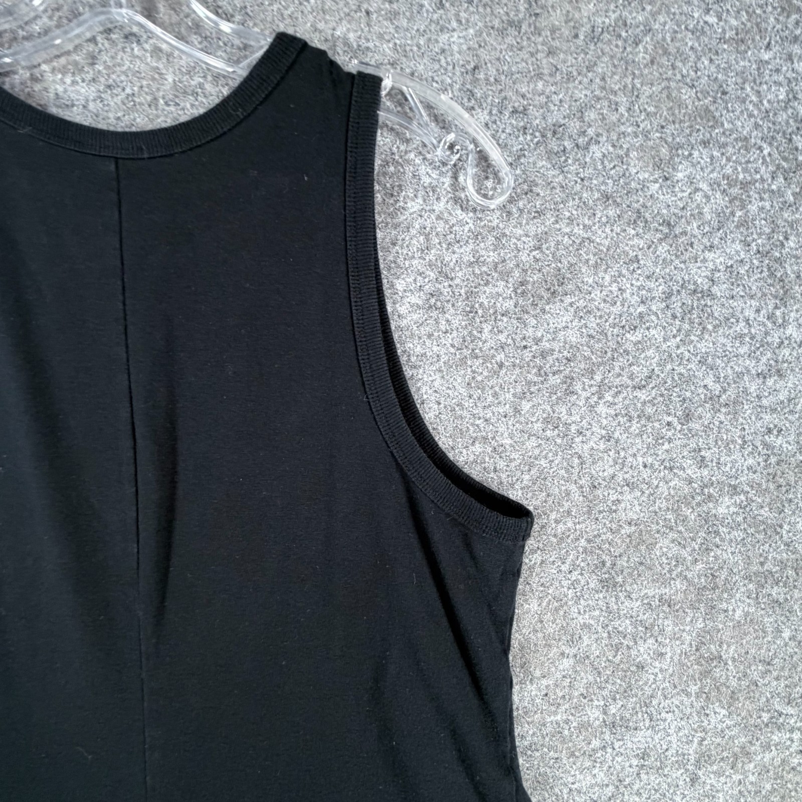 A New Day Fit & Flare Mini Tank Dress Womens L Black Stretch Scoop Neck Classic