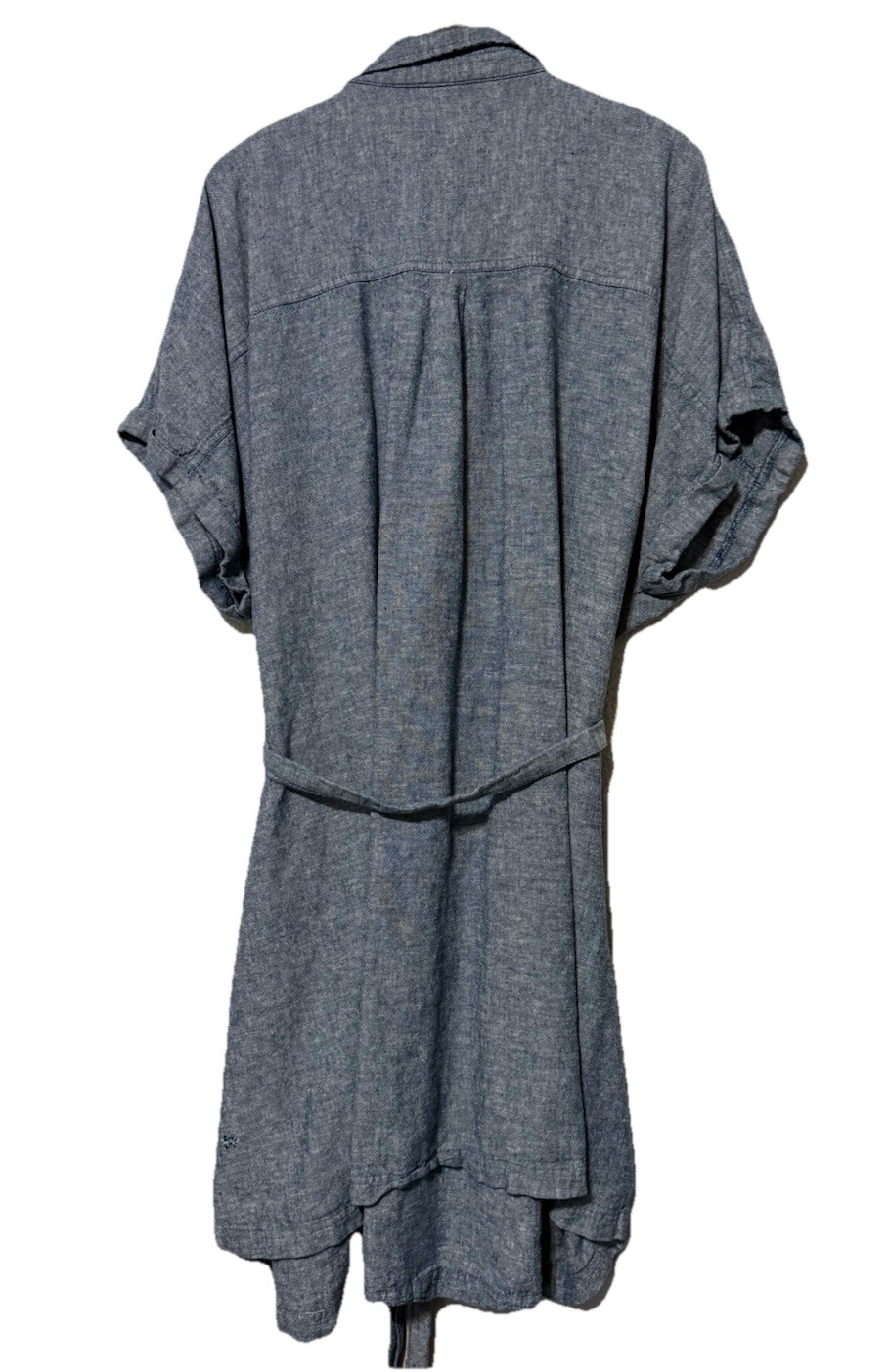 Sonoma Linen Blend Blue Denim Woven Knee Length Dress Belted Cap Sleeves Size 4X