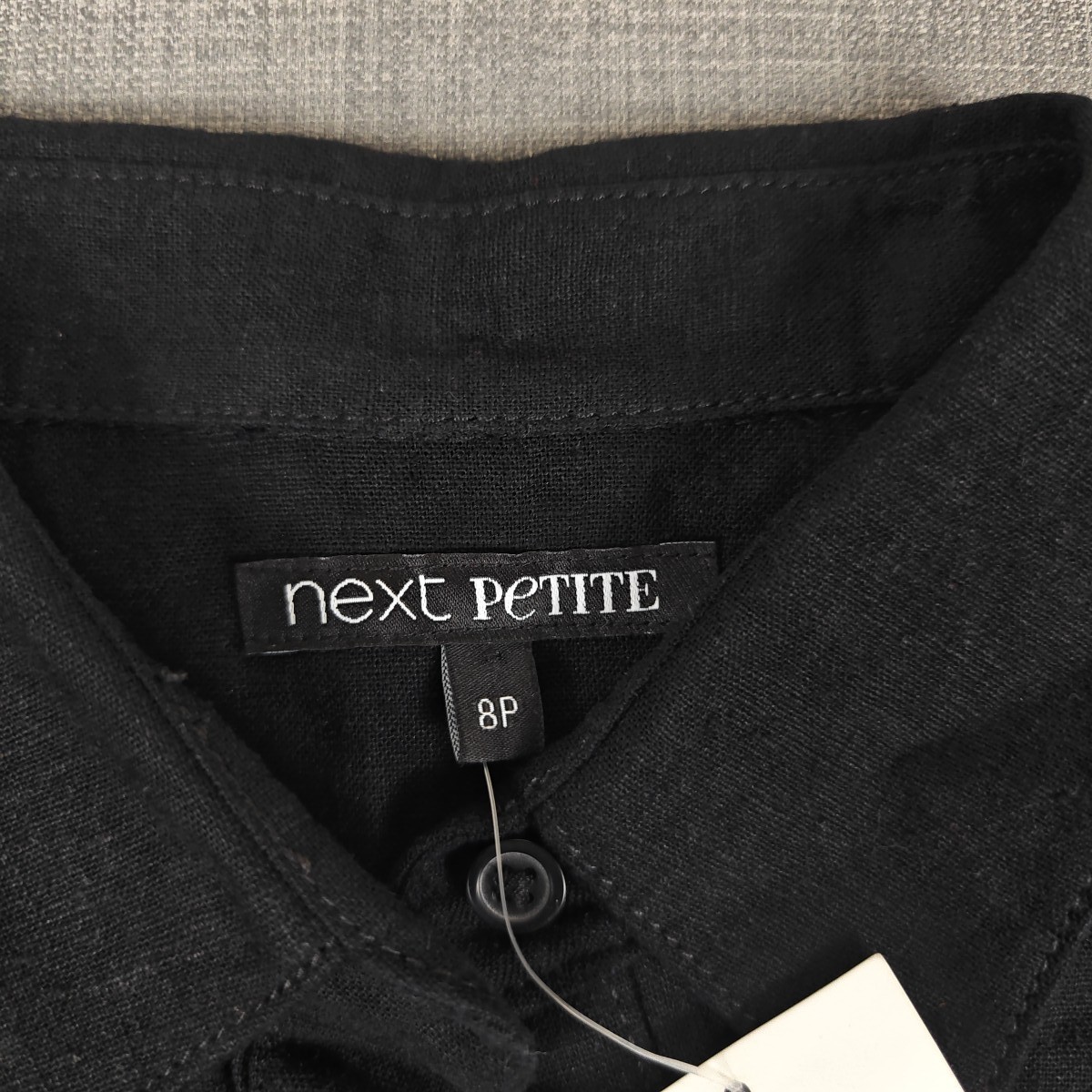 Next Petite Black Shirt Dress UK 8 Linen Viscose Collared Tie Waist