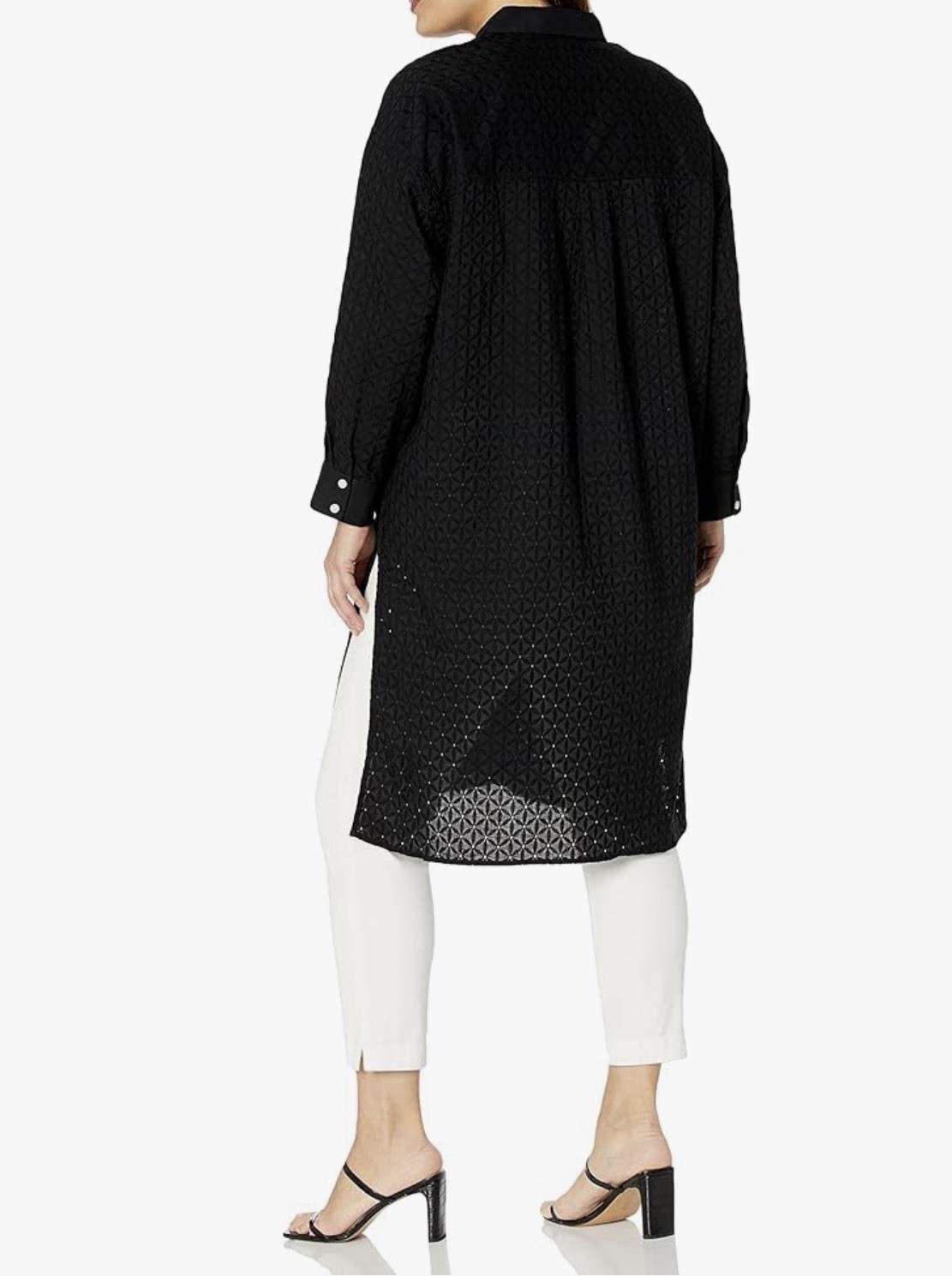 Tommy Hilfiger Light Weight Casual Long Sleeve Dress Collared Black Eyelet Small