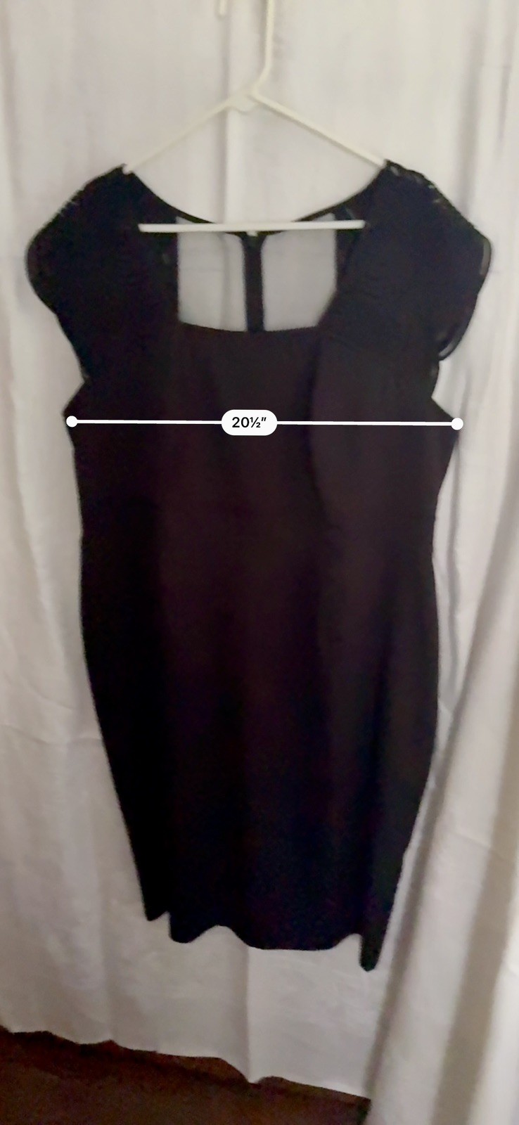 Adrianna Papell Woman 16W Black Sheath Dress Illusion Mesh Scallop Sleeve Plus
