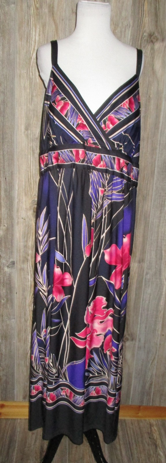 Olivia Matthews Dress Womens Sz 20W Maxi Floral Built In Bra Cups Tropical