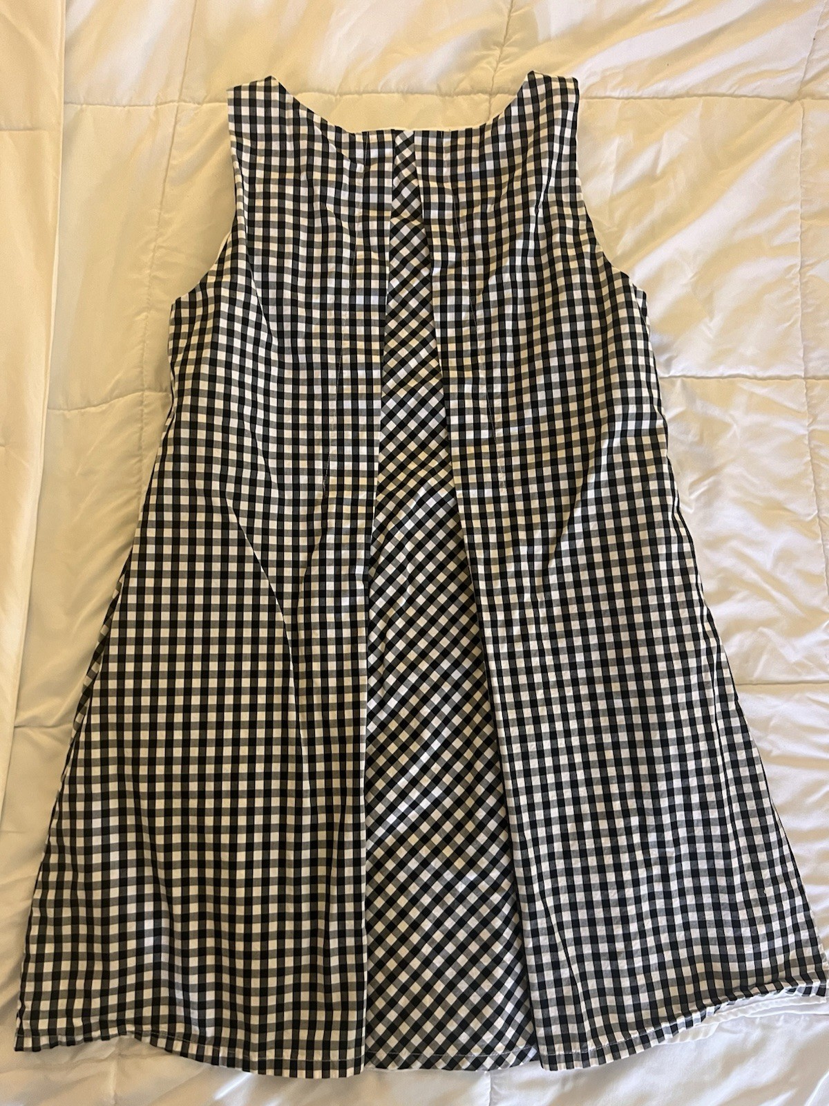 Vineyard Vines Black White Gingham A-Line Dress 6 Lined Pockets Zip Front