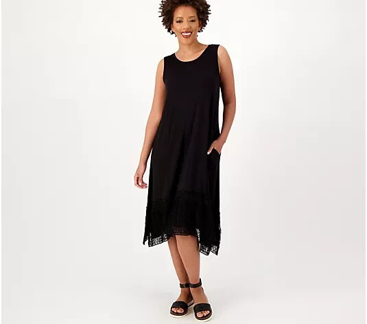 LOGO by Lori Goldstein Regular Rayon 230 Dress Black XS A592719