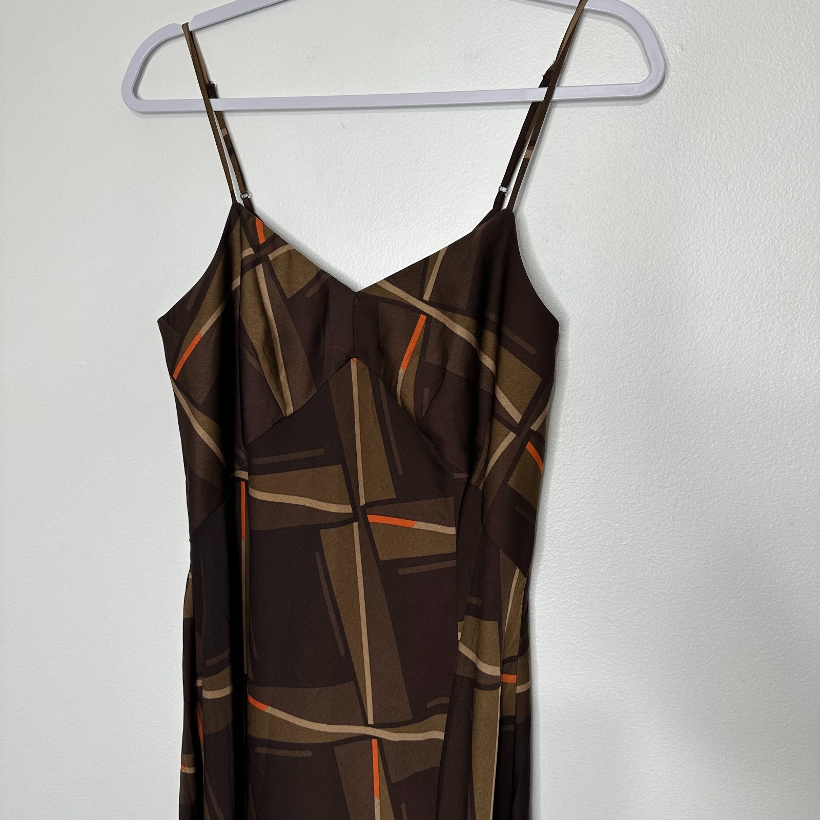 New Banana Republic Slip Midi Dress Womens S Chocolate Brown Slit Satin Party