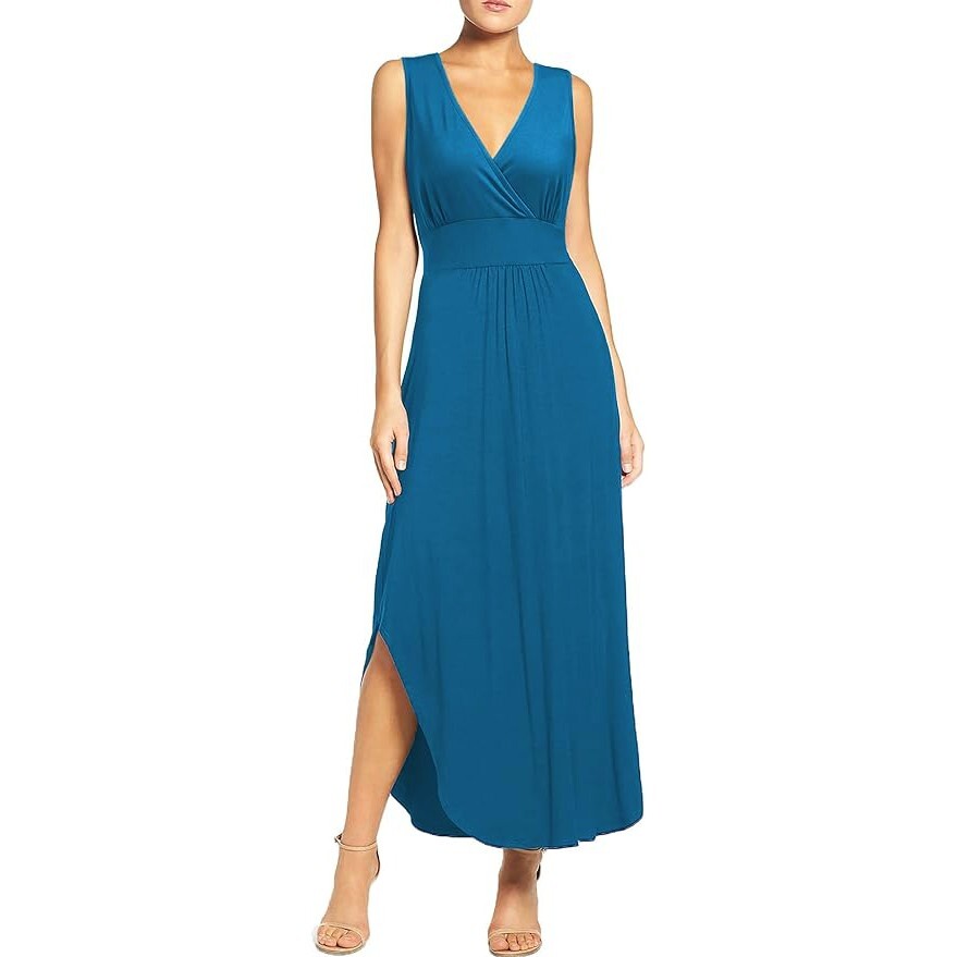 NWT WOOSEA Surplice Maxi Dress, Teal Blue L