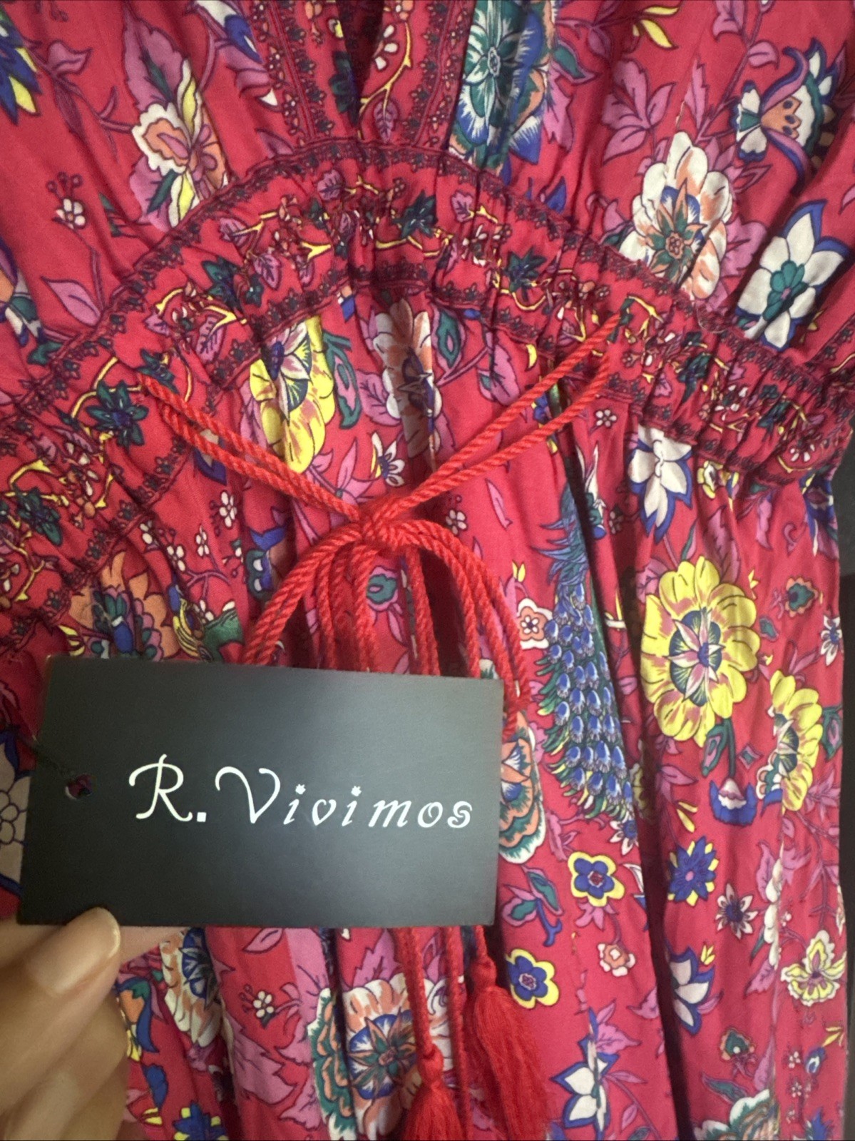 R. Vivimos Boho Red Floral Dress Sz. Medium