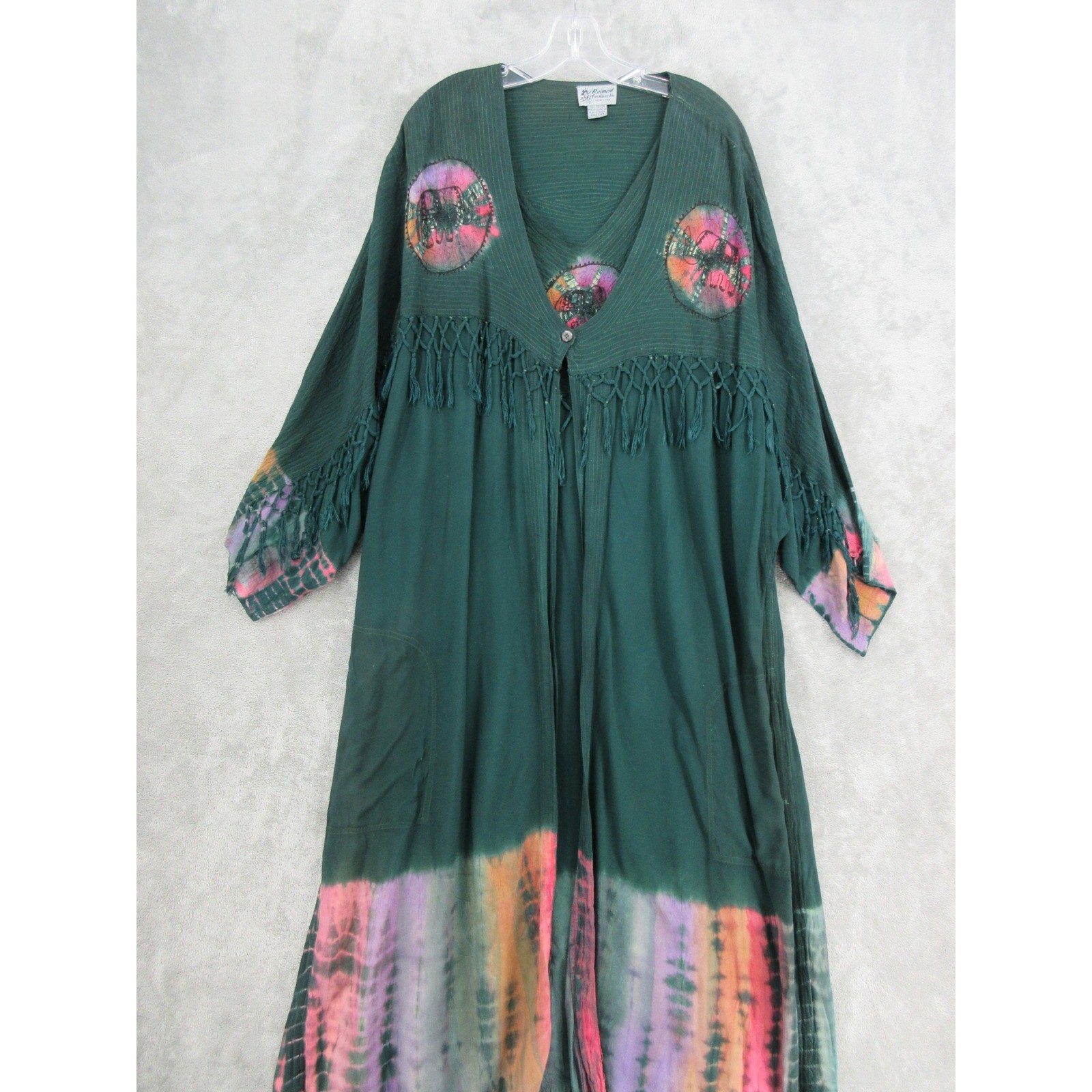 Vintage Raiment Fashions Dress Womens One Size Fringe Tie Dye Lagenlook Artsy