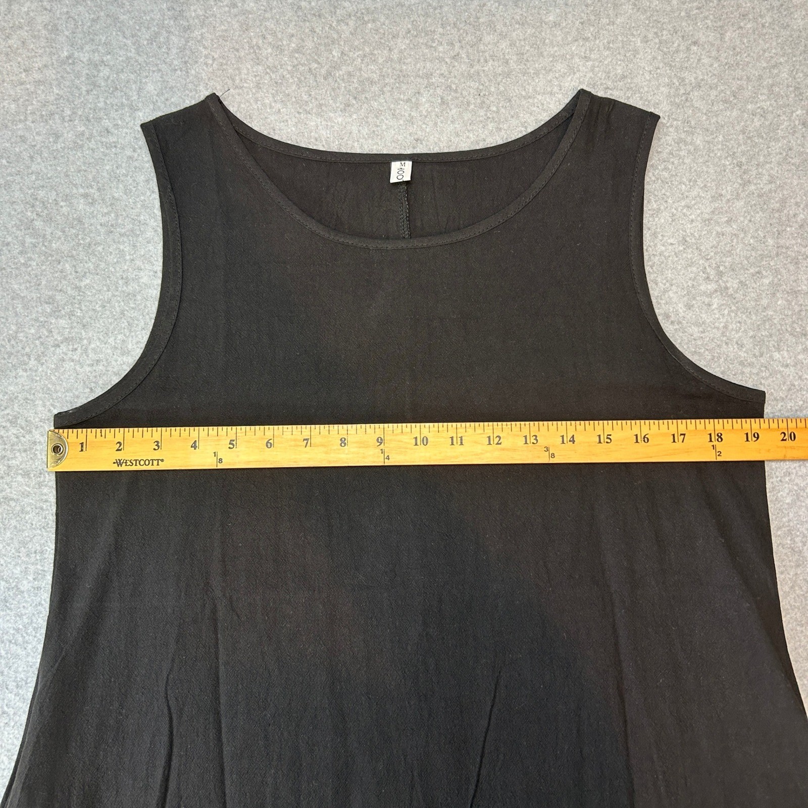 Black Asymmetric Sleeveless Maxi Tank Dress Pockets Lagenlook Misslook Medium