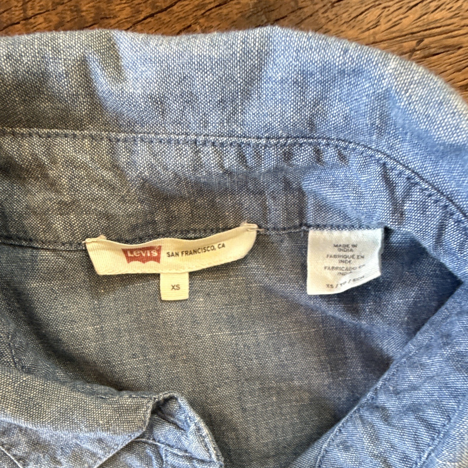 Levi’s Womens Chambray Shirt Dress Blue Button Front Cottagecore Western XS