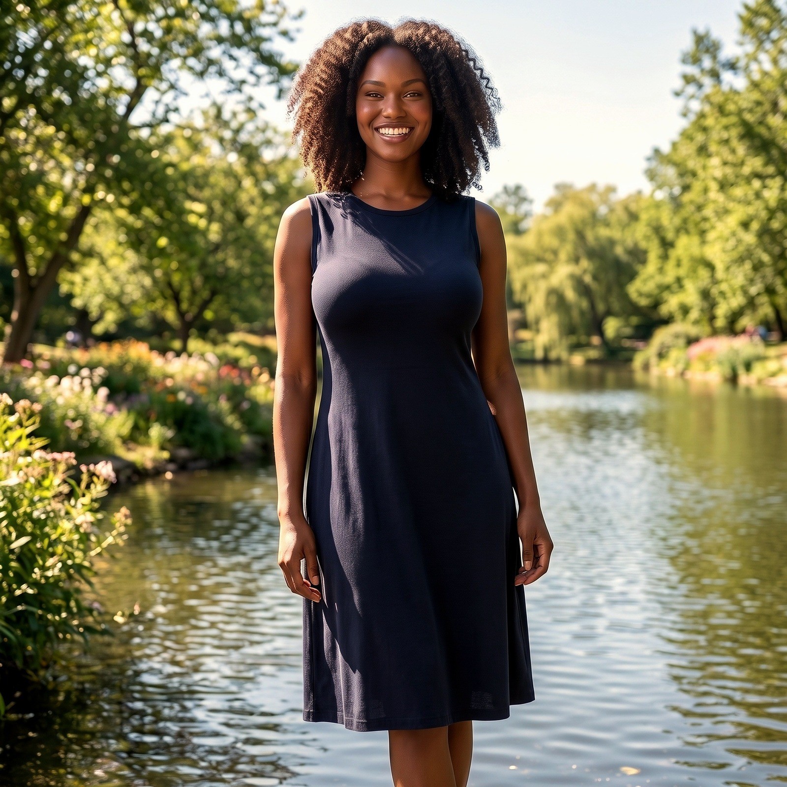 Eileen Fisher Organic Cotton Jersey Shift Dress Womens XXS Navy Minimalist
