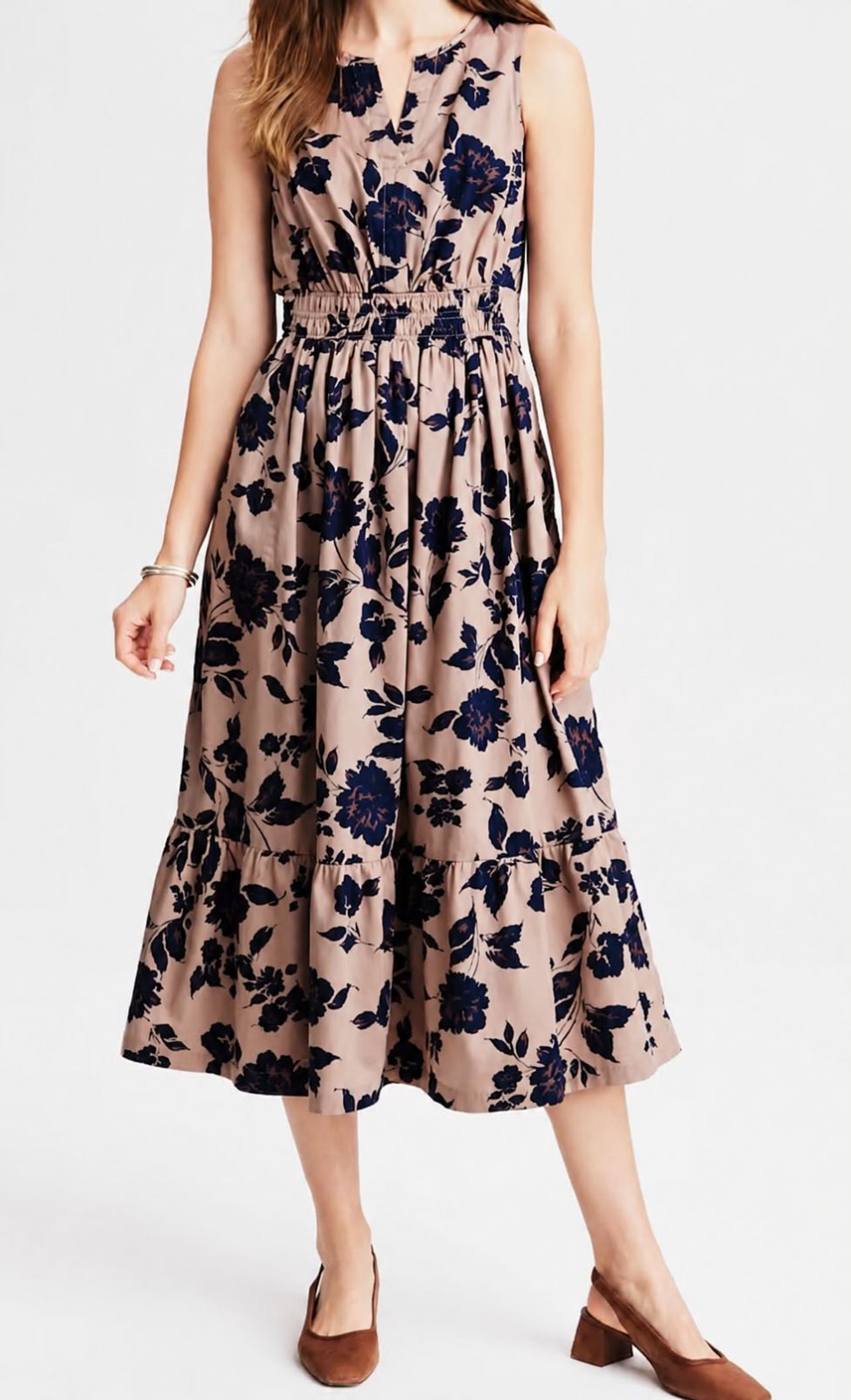 NEW J.Jill MP Medium Petite Carefree Midi Dress Boho Cottagecore Garden Modern