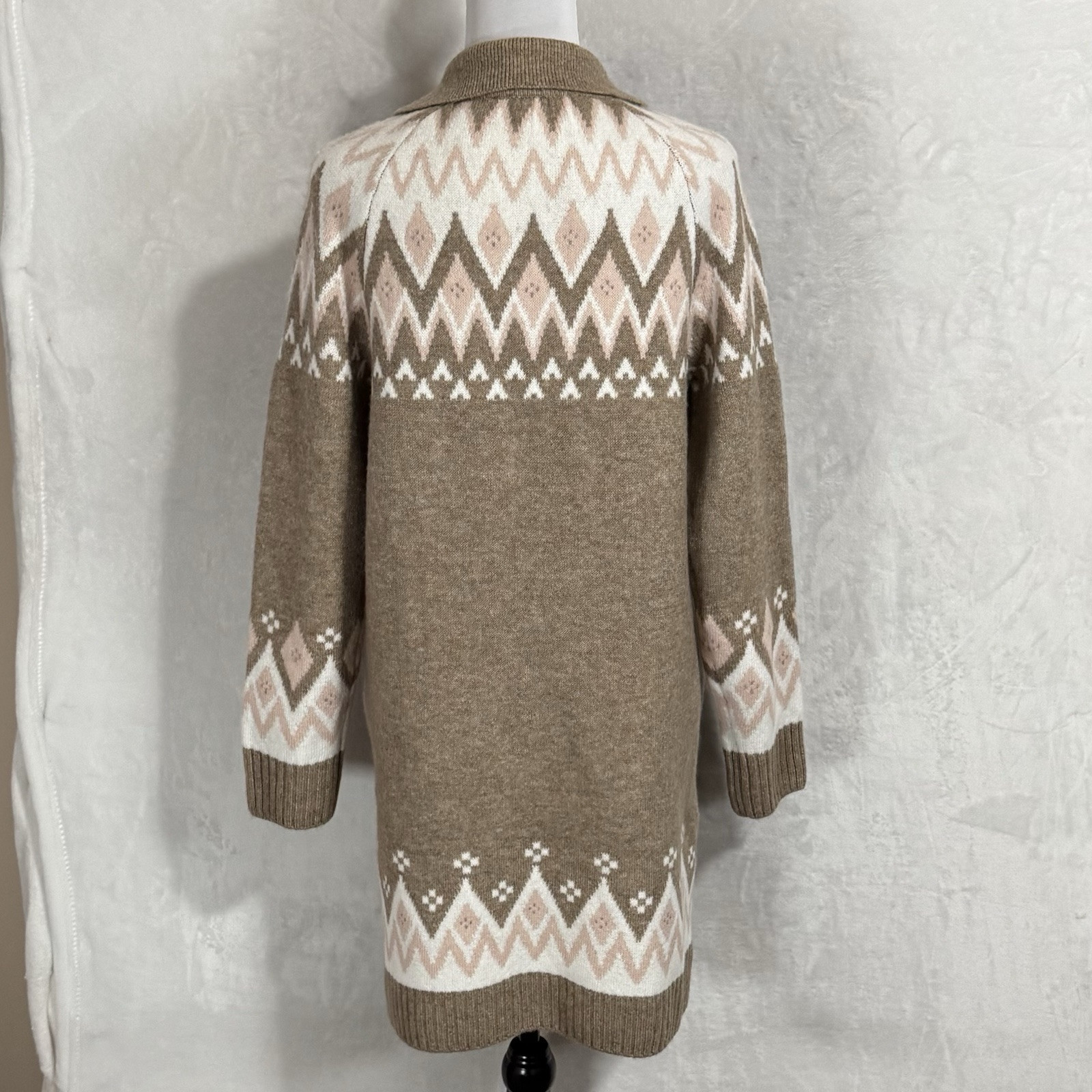 NWT Cynthia Steffe Cozy Fair Isle Sweater Dress Size M Relaxed Preppy Collared