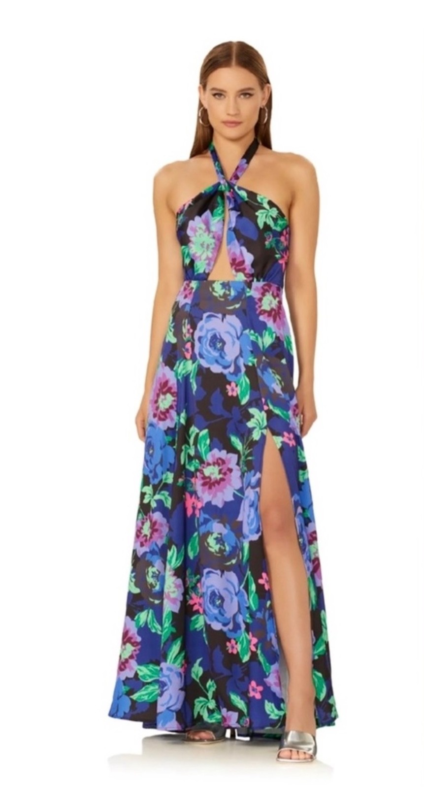 AFRM Zandra Maxi Dress Size S M L Midnight Bouquet Satin Revolve NEW