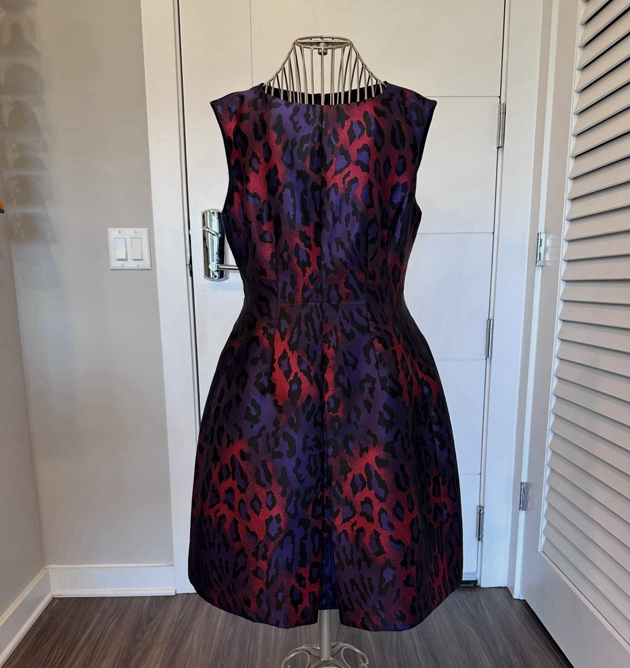 Anne Klein Women’s Size 10 A-Line Sleeveless Crew Neck Leopard Dress