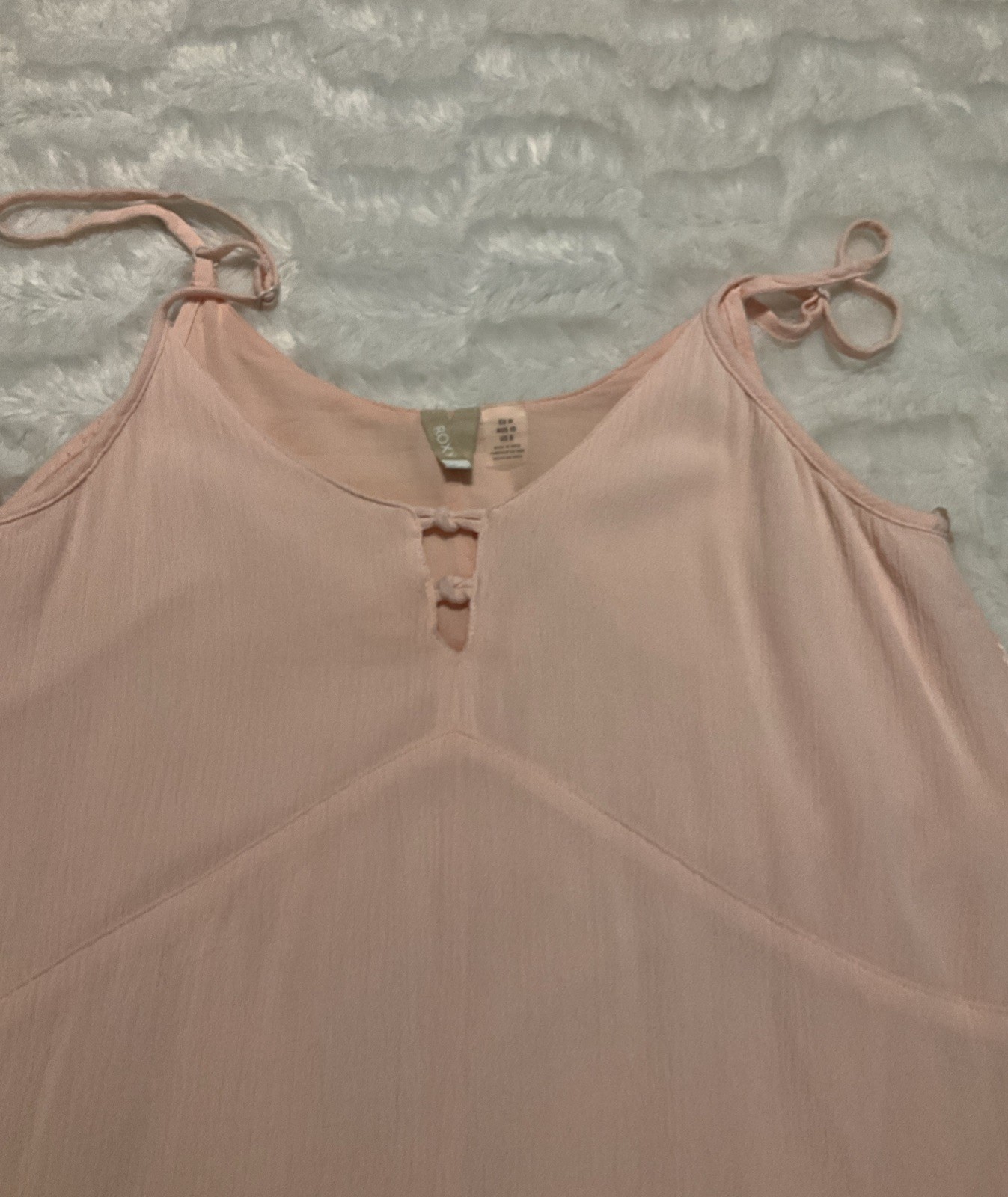 Roxy Women’s Medium Peach Slip Shift Mini Dress Lined Adjustable Straps Summer