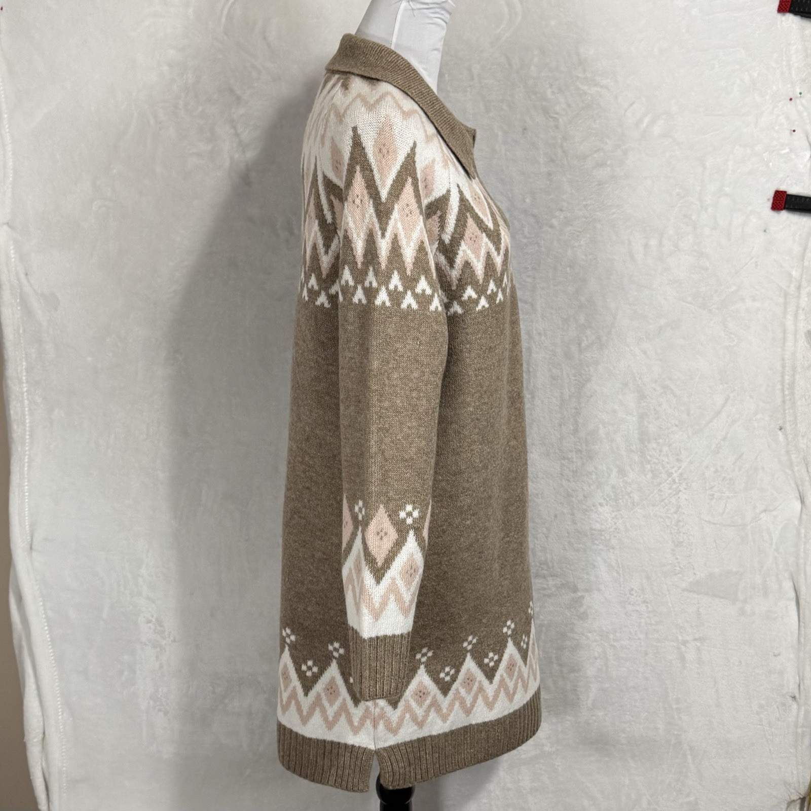 NWT Cynthia Steffe Cozy Fair Isle Sweater Dress Size M Relaxed Preppy Collared