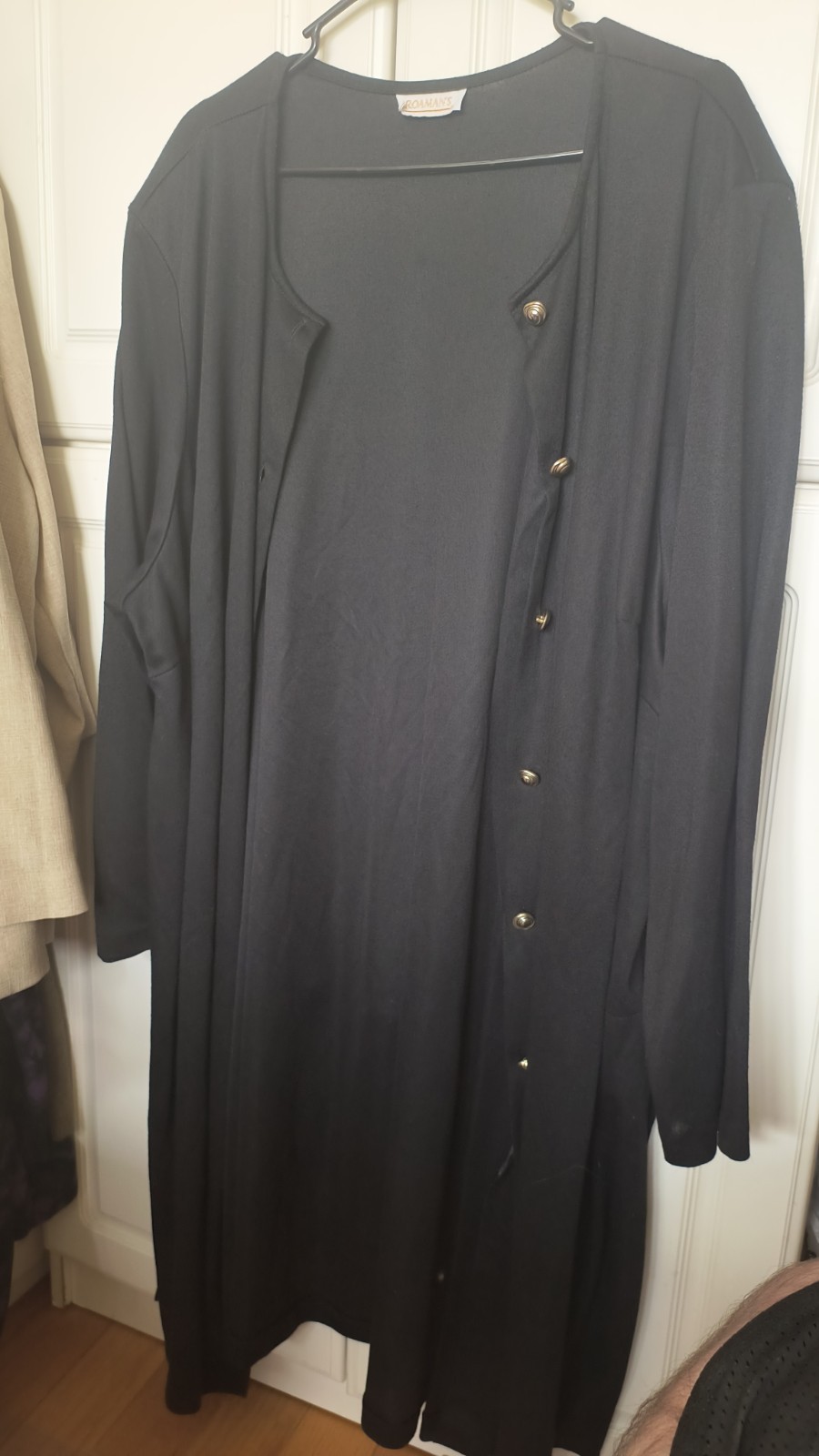 Roamans Heathered Black Button Down Aline Casual Maxi Day Dress 60/41 (R9