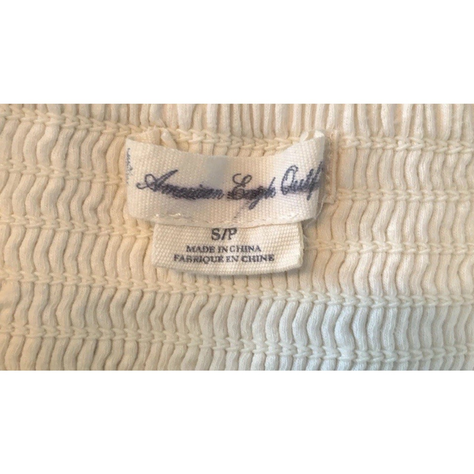 American Eagle Dress Womens Small Crochet Babydoll 90s Y2K Ivory Pullover