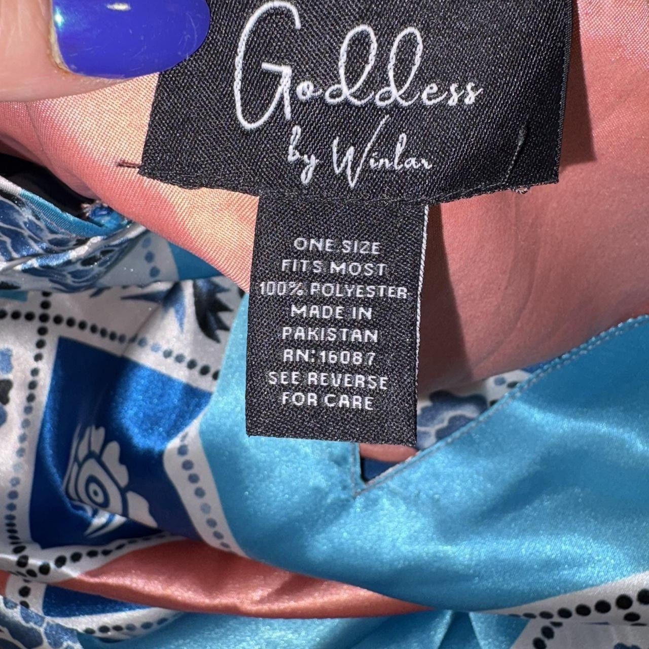 Goddess by Winlar Satin Caftan Kaftan Dress One Size Blue Cora