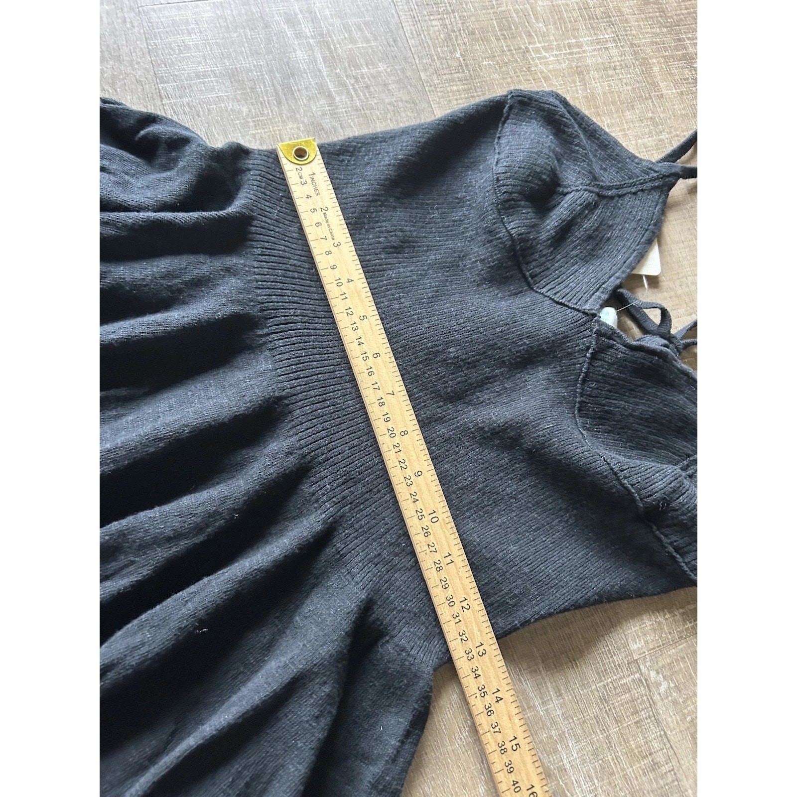 Free People Beach Midi Sweater Dress Womens M Black Knit Drop Waist Boho NWT