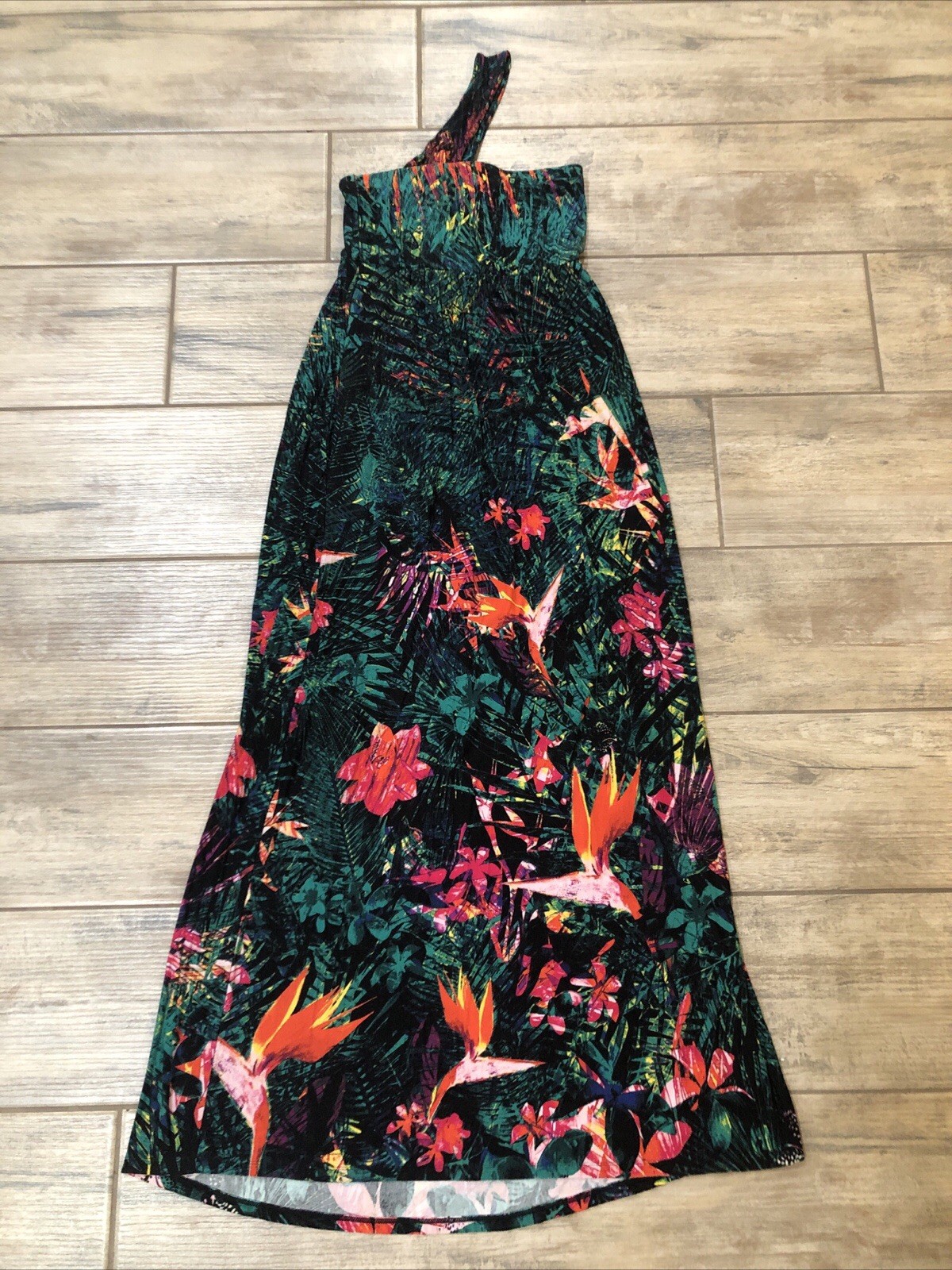 Soma One Shoulder Halter Amazon Tropical Maxi XS Bird Of Paradise Flowers