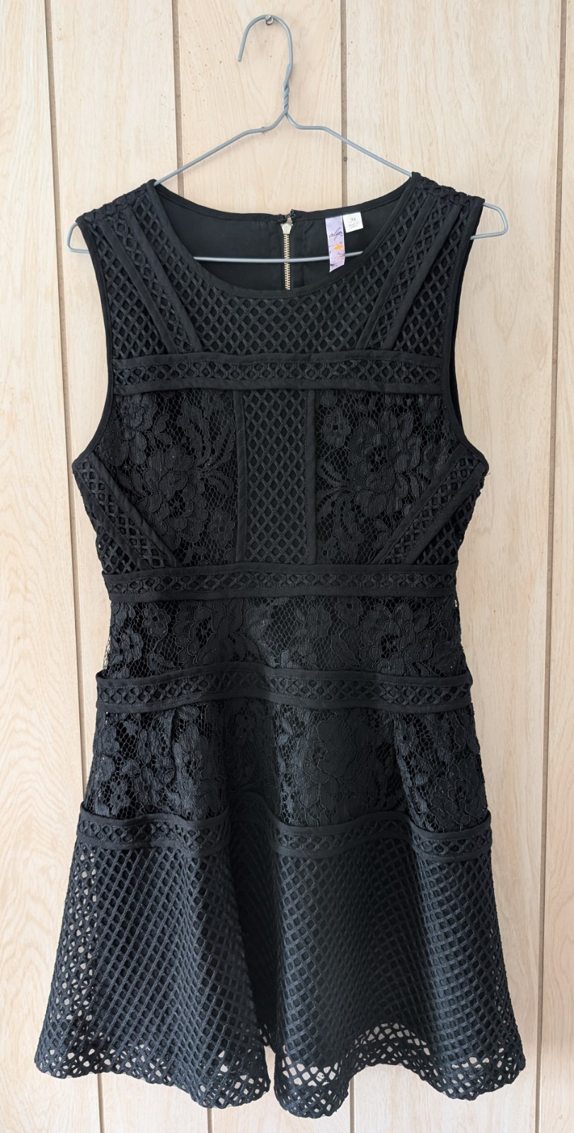 Alya Dress Ladies Black Lace & Netting Zipper Back Coquette Grunge Size M