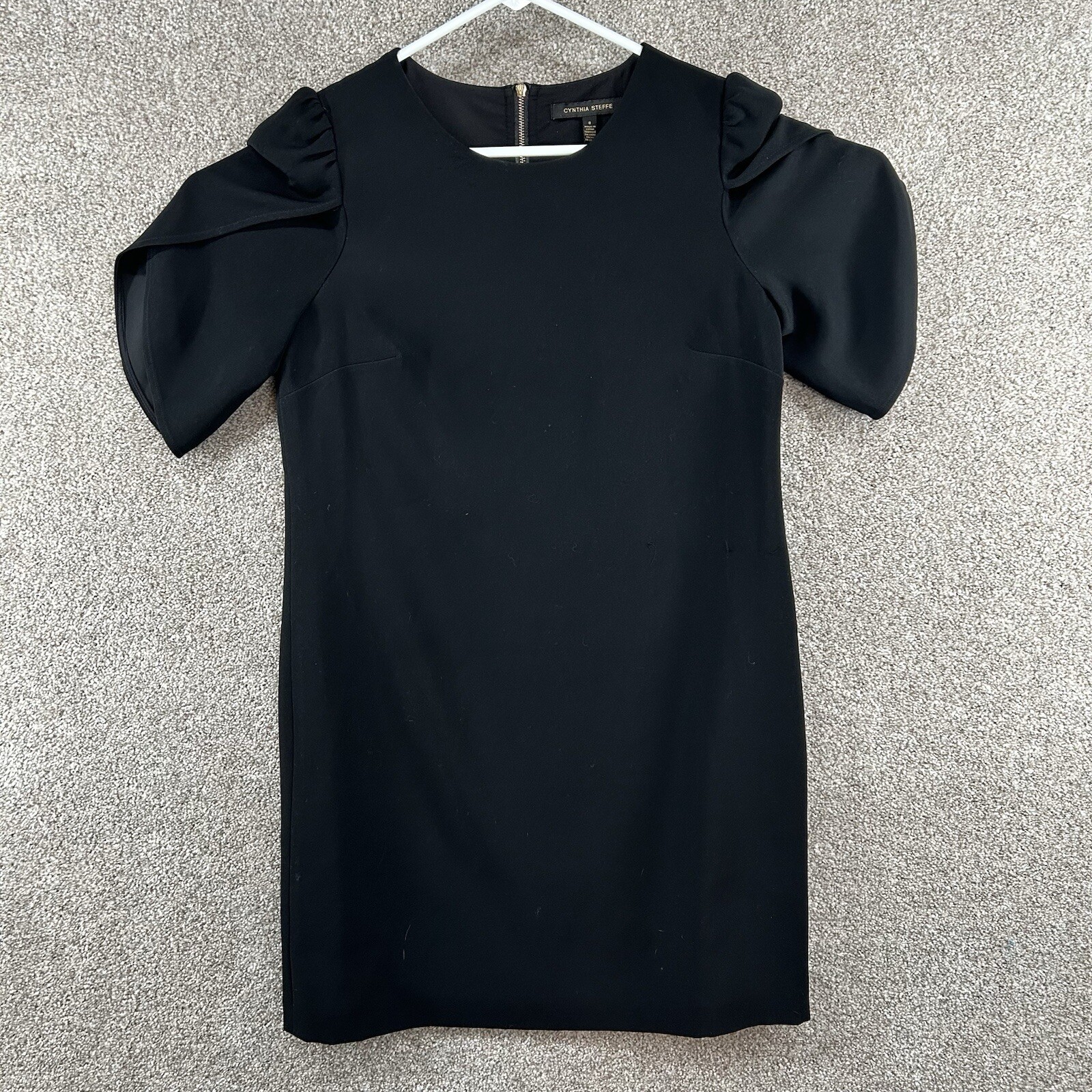 Cynthia Steffe Women’s Dress Size 8 Black Short Sleeve Zip Closure Shift