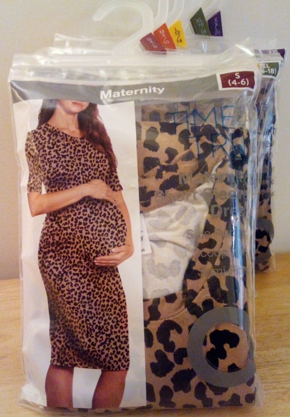 Time and Tru Maternity Semi-Fitted Ruched Leopard Dress S M L XL XXL