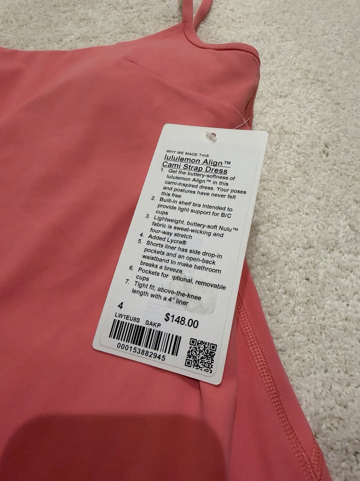 NWT Lululemon Align Cami Strap Dress Sakura Pink SAKP Size 4