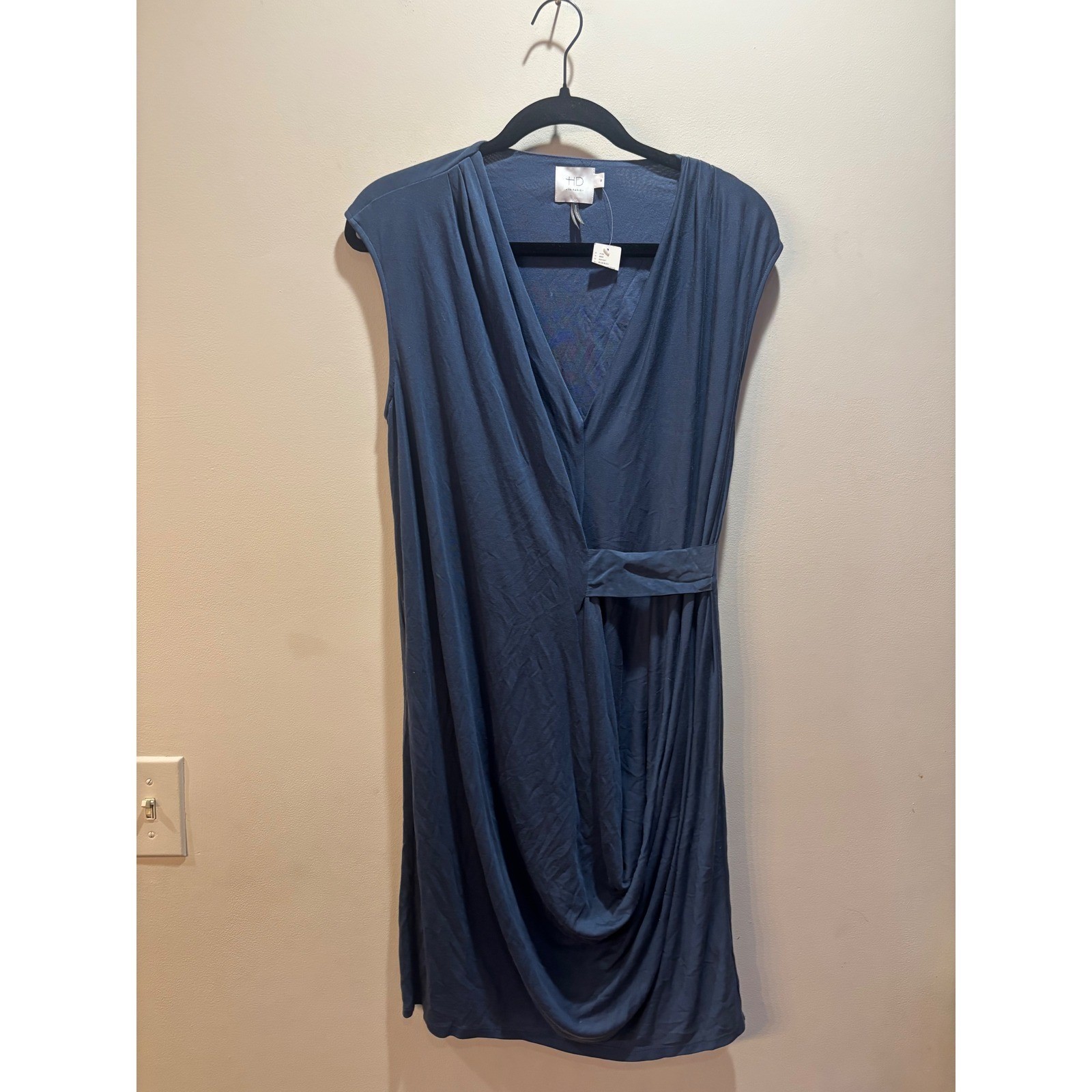NWT Anthropologie HD in Paris Blue Sleeveless Draped Wrap Midi Dress Size XS