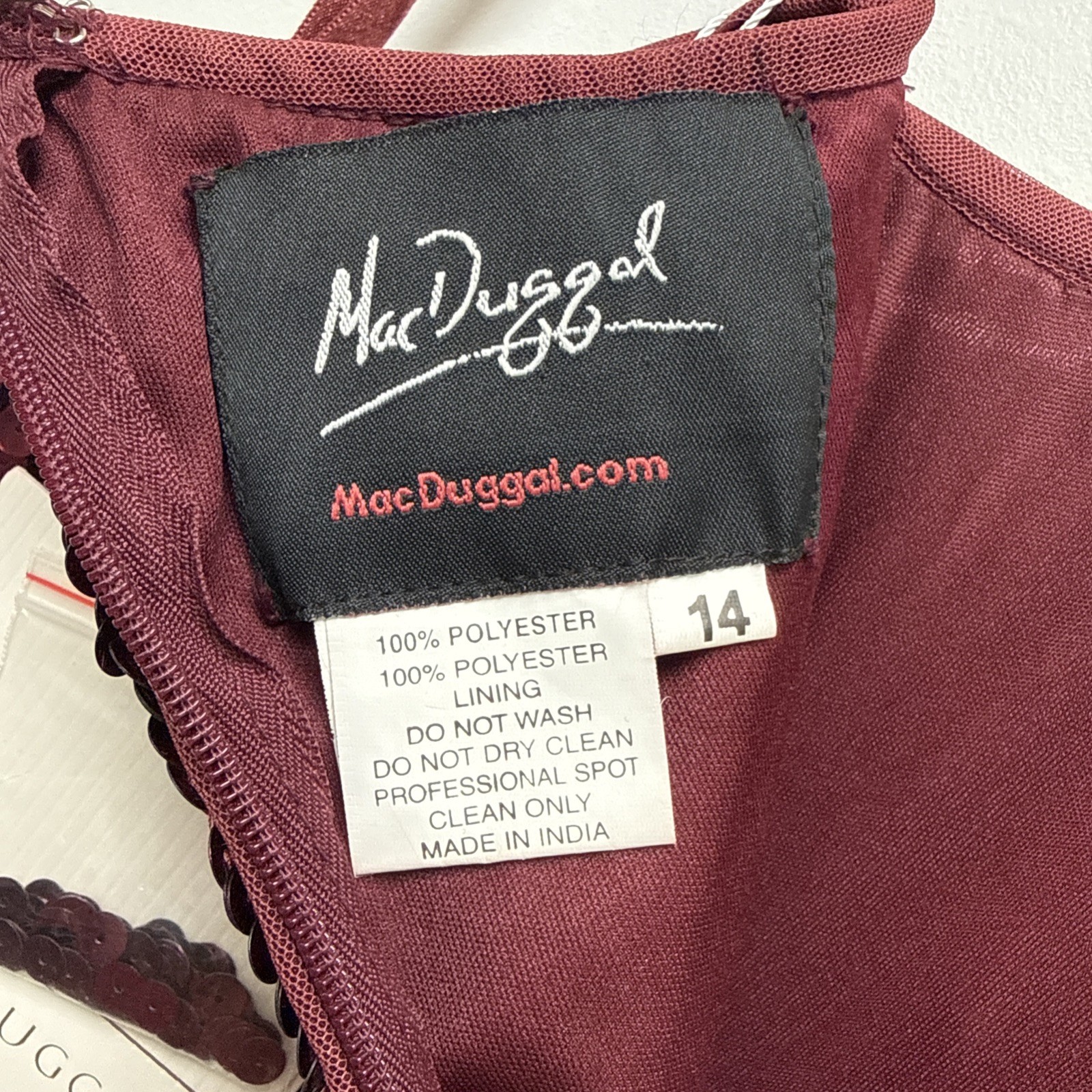 New Mac Duggal Size 14 Burgundy 93540 One-Shoulder Sequin Formal Gown Maxi Dress