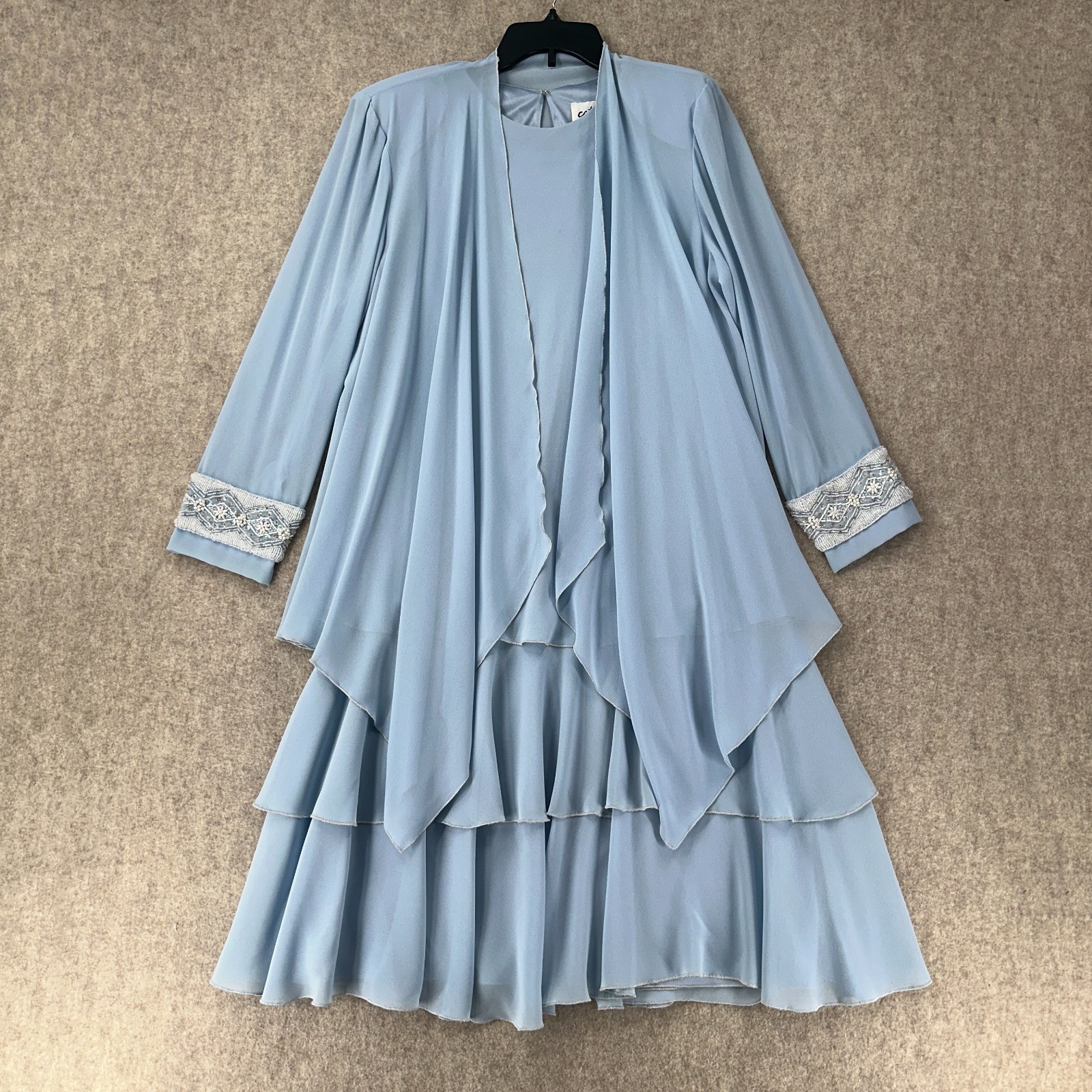Cattiva 2 PC Chiffon Dress Sheer Long Sleeves Whimsical Layered Midi 10/12