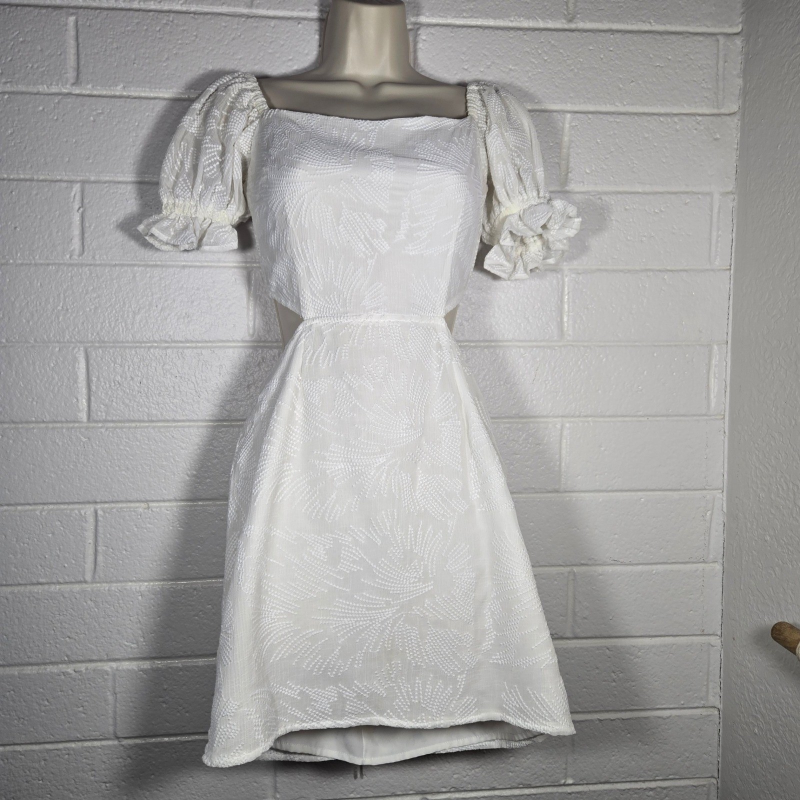 Sabo Australia Skirt Linen Cutout Puff Mini Dress Small Resort LWD Party