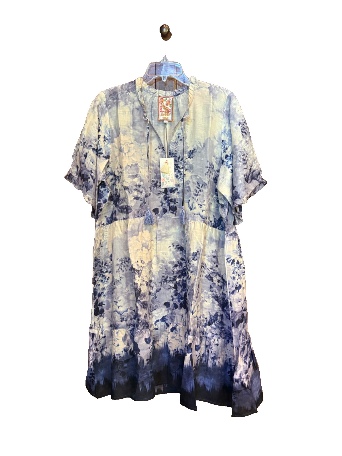 Johnny Was Dress Womens AZURRA Flutter Sleeve Tiered Floral Lined XL Dress NWT
