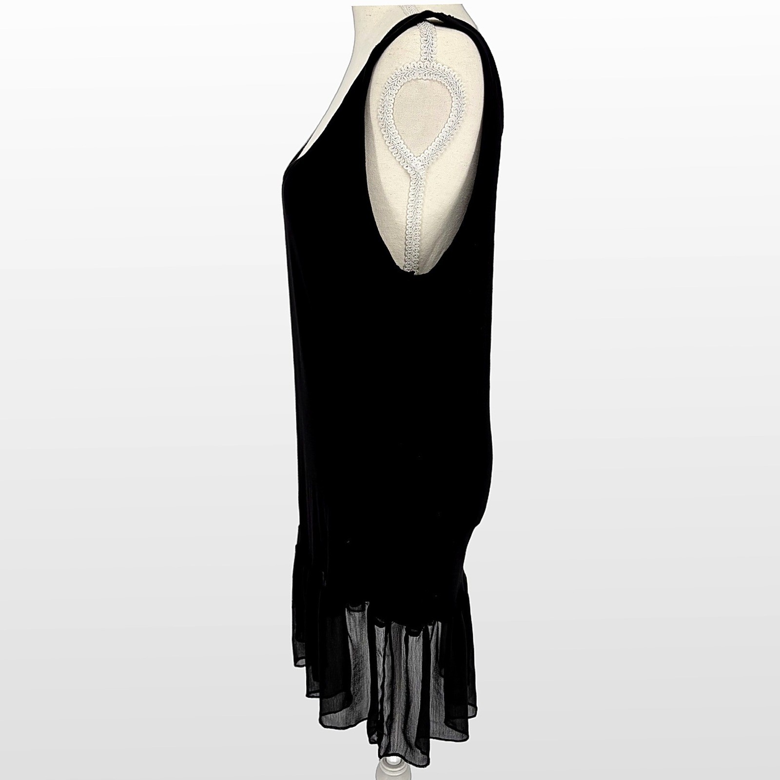 Fantazia Chiffon Hem Mini Dress S Black Cotton Blend Goth 90s Grunge Whimsigoth