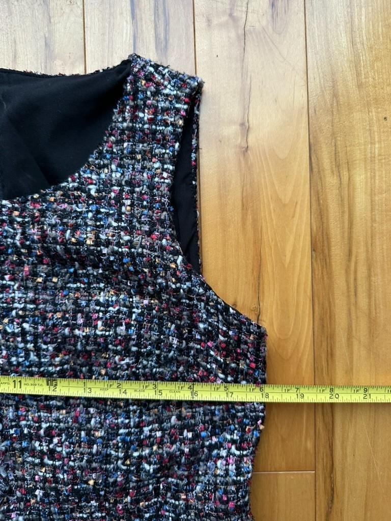Talbots Womens Size 2 Multicolor Tweed Frayed Hem Sleeveless Sheath Dress VN1953