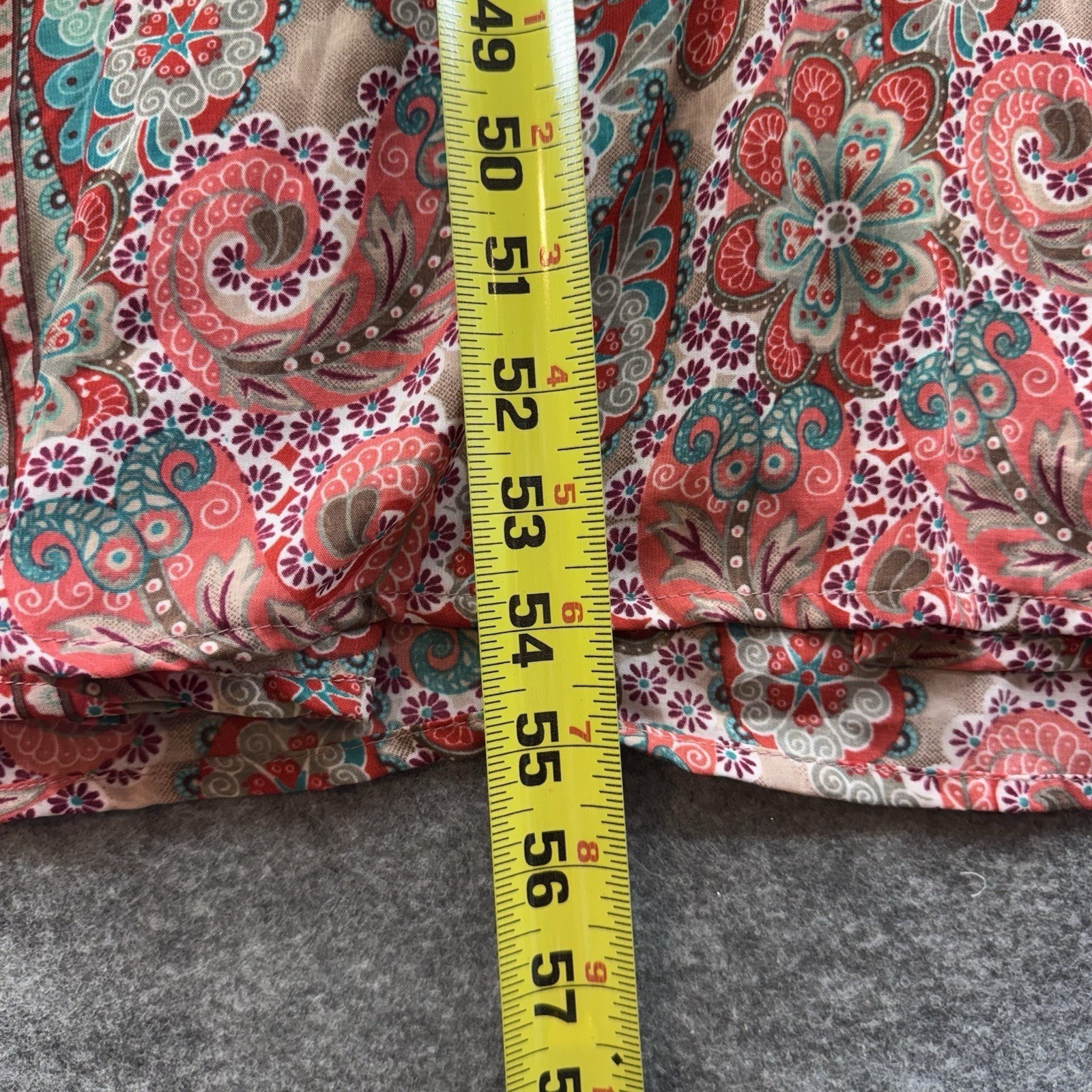 boemo Paisley Boho Maxi Dress Size M Red Pink Blue Kimono Sleeve V Neck Kaftan
