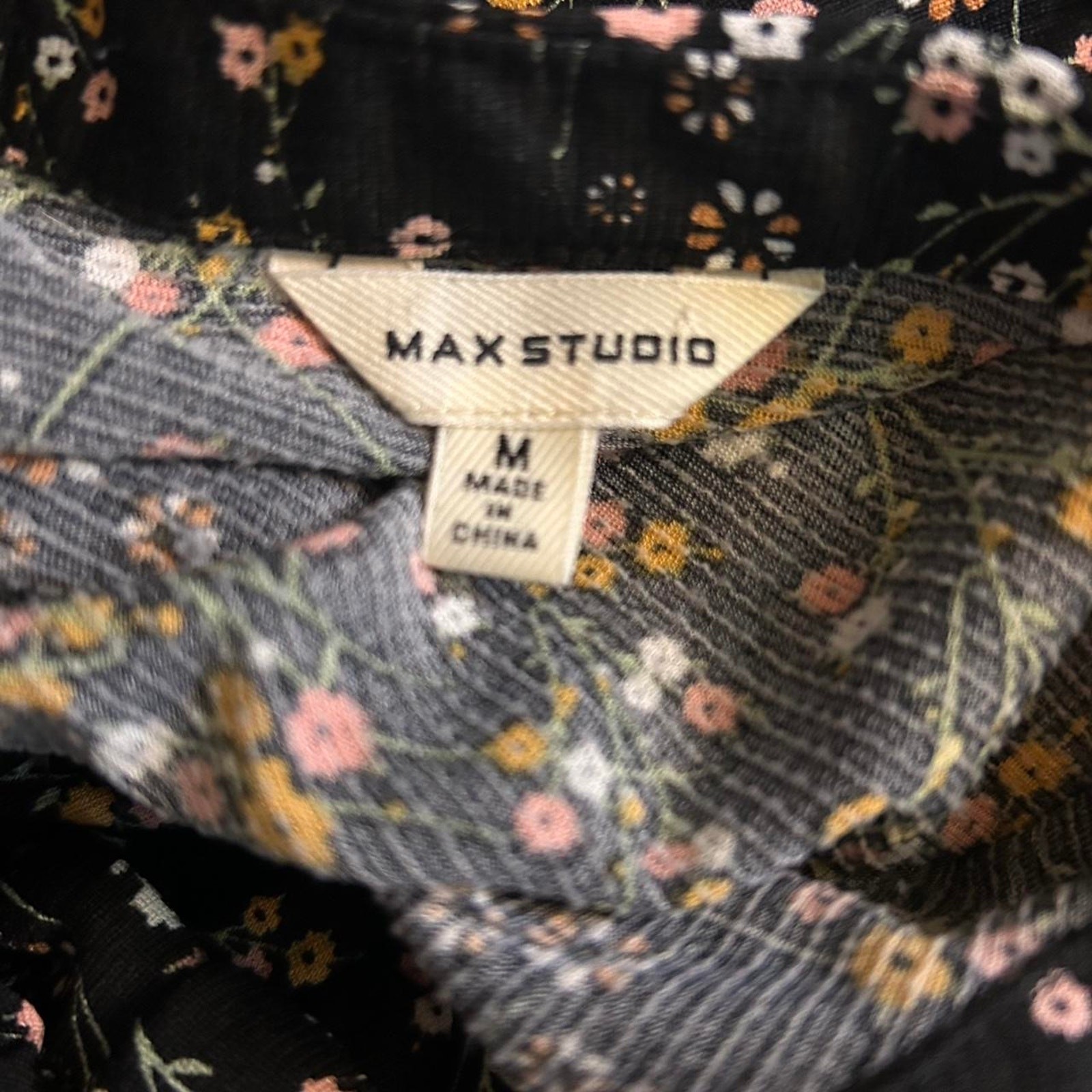 Max Studio Black Multicolor Floral Knit Midi Dress, lightweight ditsy floral, M