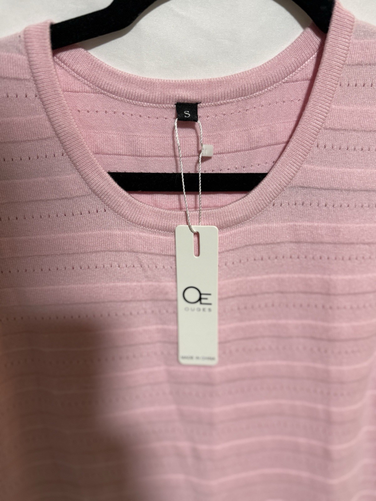 OUGES Pink Solid Knit Sheath Dress Sleeveless Round Neck Knee Length S