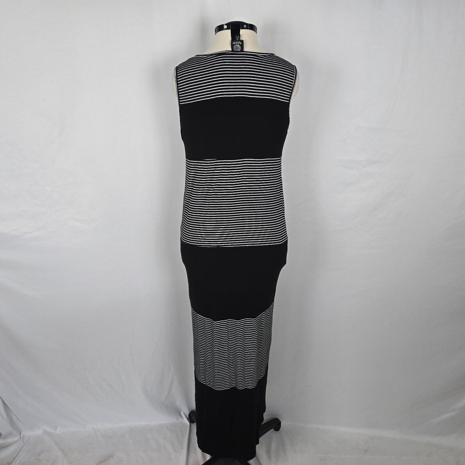 Bobeau Maternity Dress Women’s XL Black Gray Colorblock Striped Sleeveless