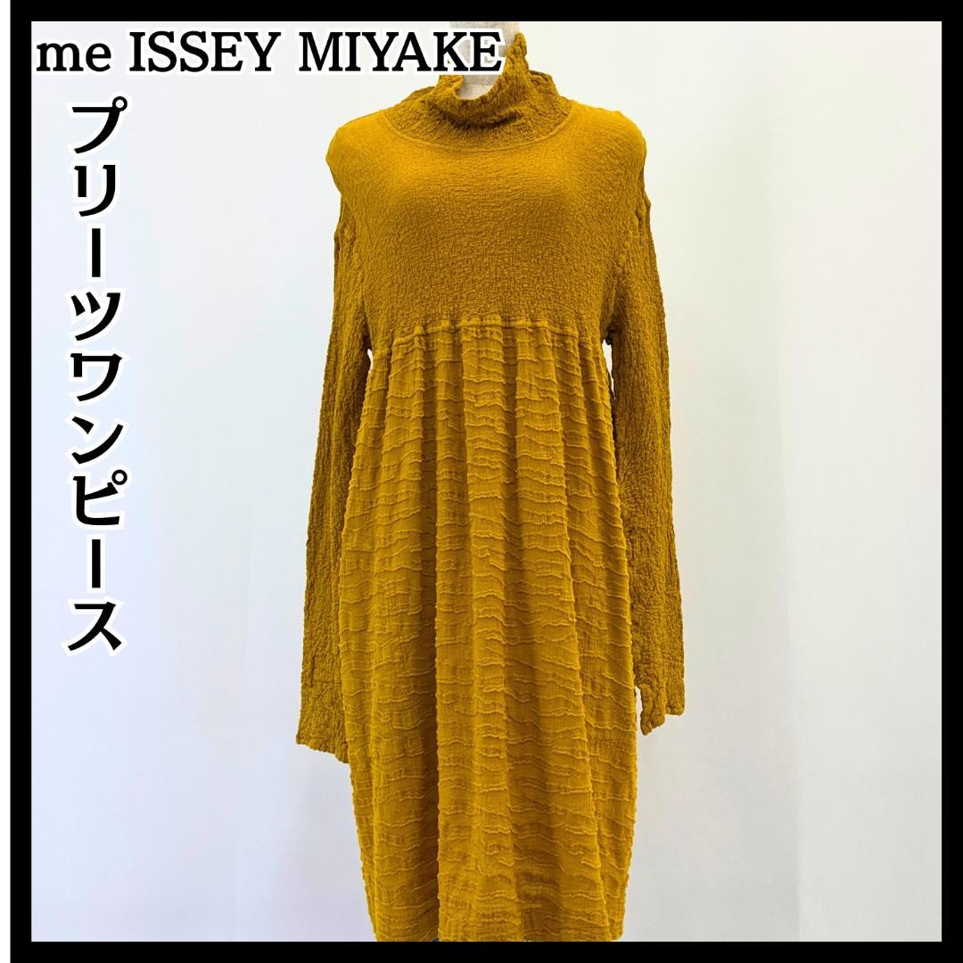 Good Condition Me Issey Miyake Pleated Dress Long Sleeve Mustard M L