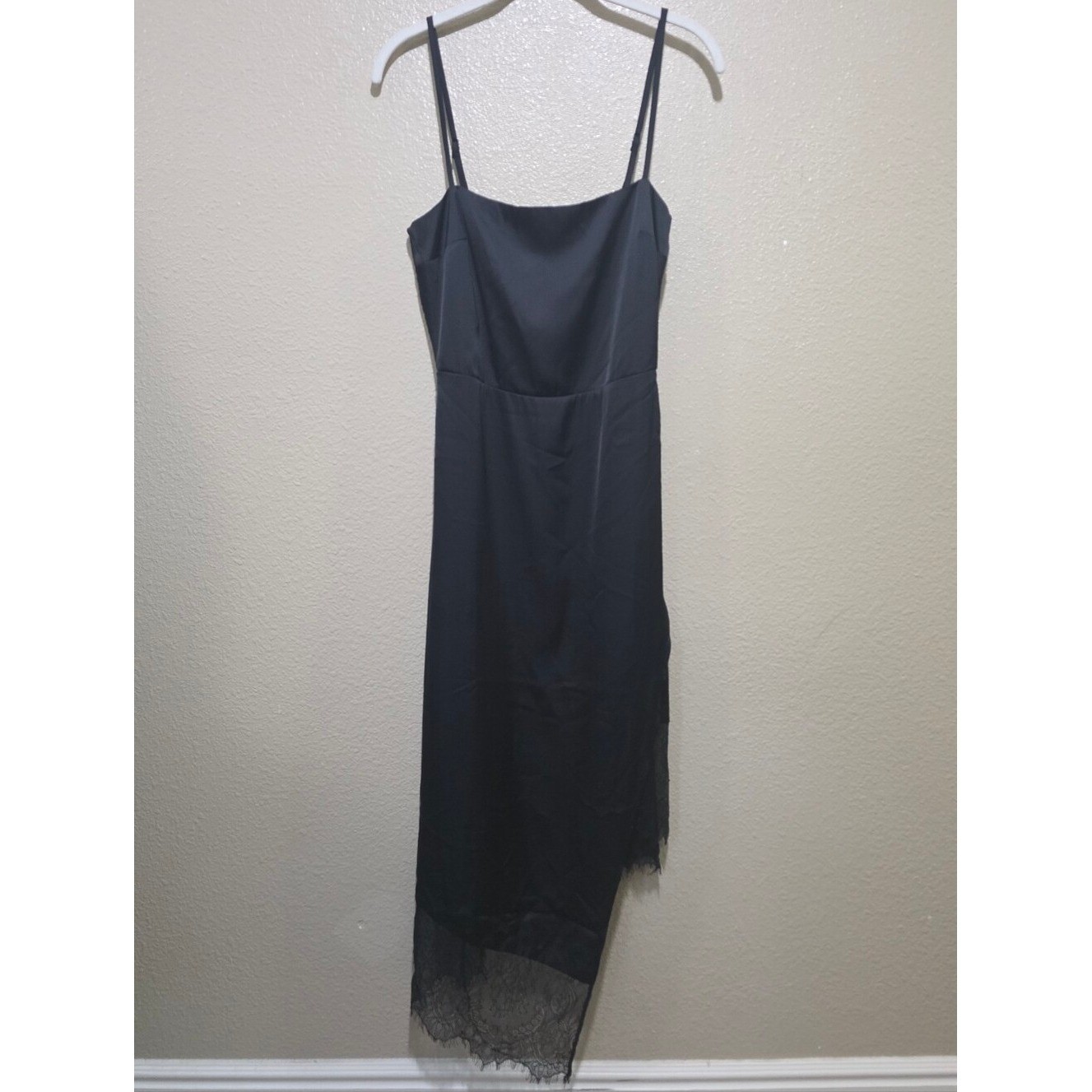 Abercrombie & Fitch Black Slip Dress with Lace Hem Size Small NWT