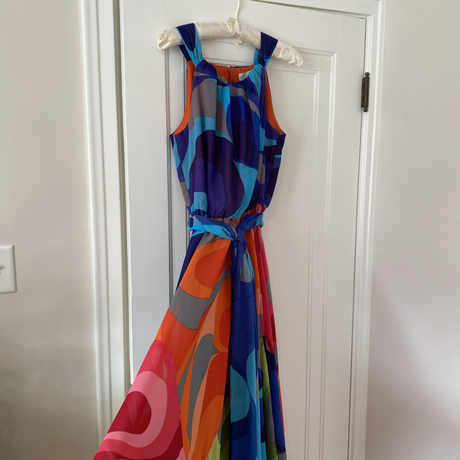 Soft Surroundings Carnivale, Abstract ,Mod, 60’s Inspired, Cruise Maxi Dress L
