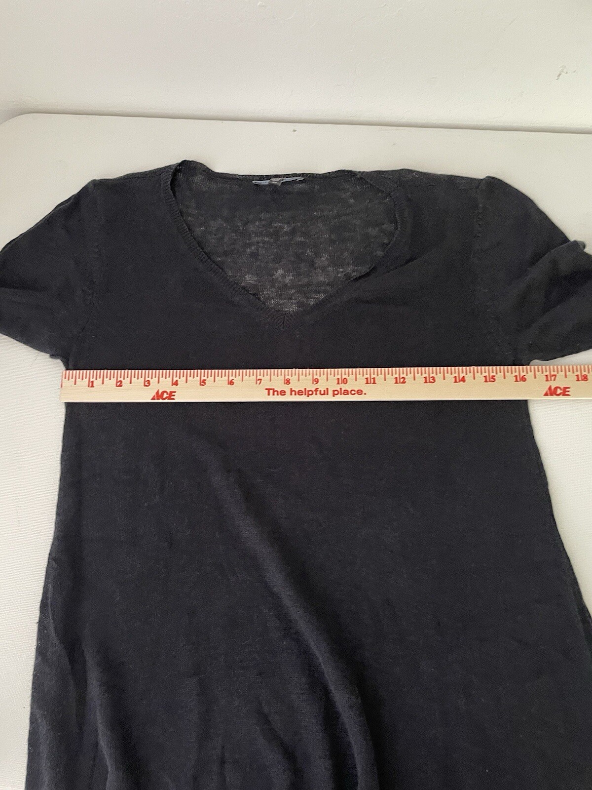 EILEEN FISHER Dress XS Fine Gauge Linen Silk Tunic Elbow Sleeve Pullover Black