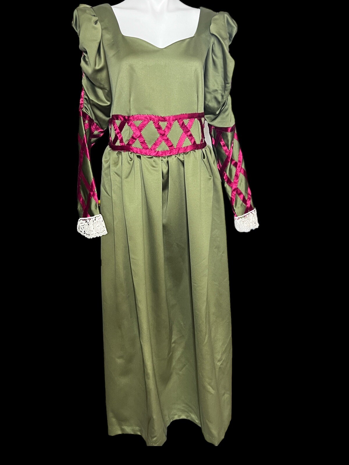 Renaissance Dress Medieval Gothic Victorian Long Green Burgundy Med/large
