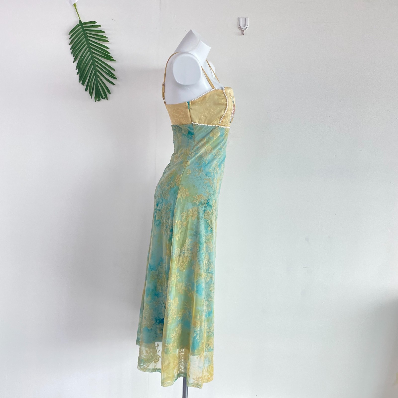 Floral Embroidered Slip Midi Dress 90s/Y2K Fairycore Style