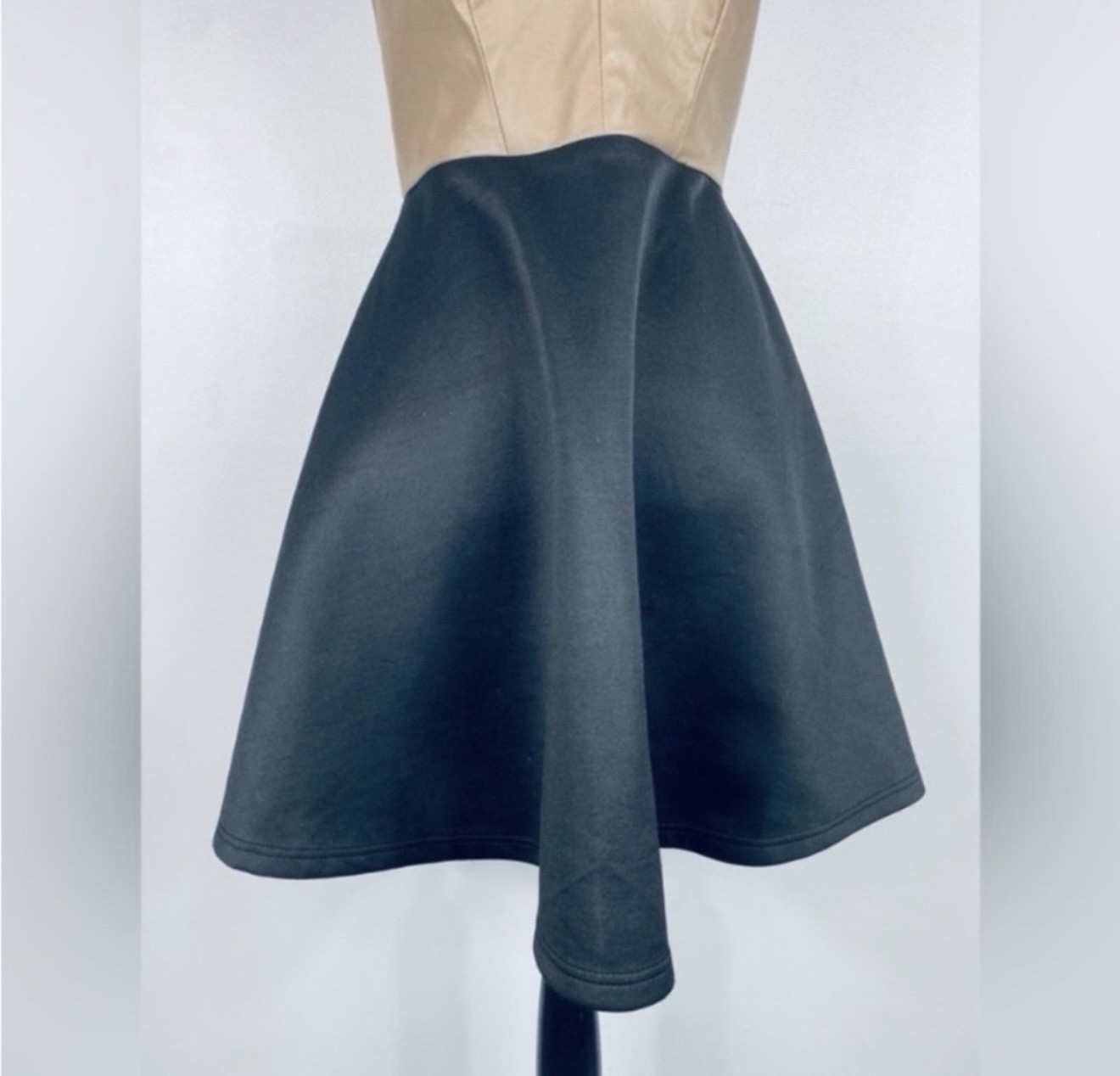 Double Zero brown/black faux leather strapless fit and flare dress size medium