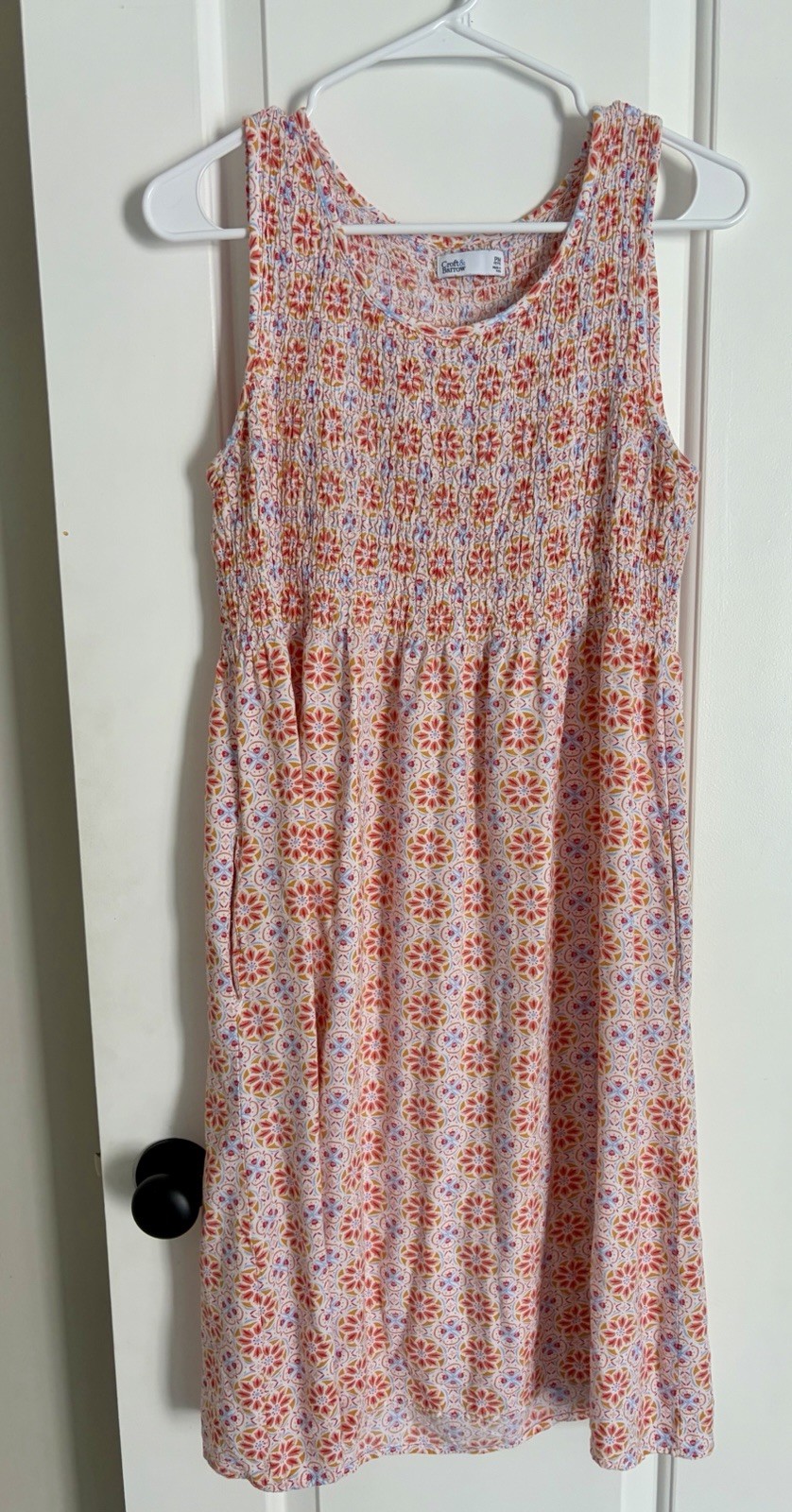 Croft & Barrow Dress Womens M Orange Floral Sleeveless Smocked Midi Sundress