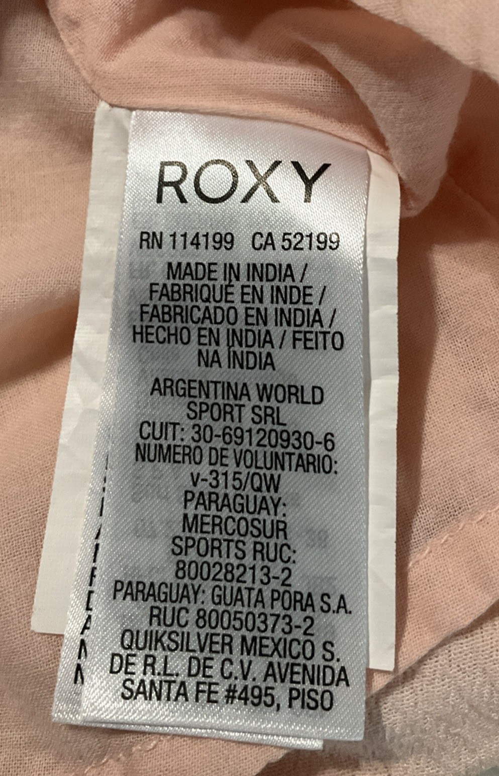 Roxy Women’s Medium Peach Slip Shift Mini Dress Lined Adjustable Straps Summer
